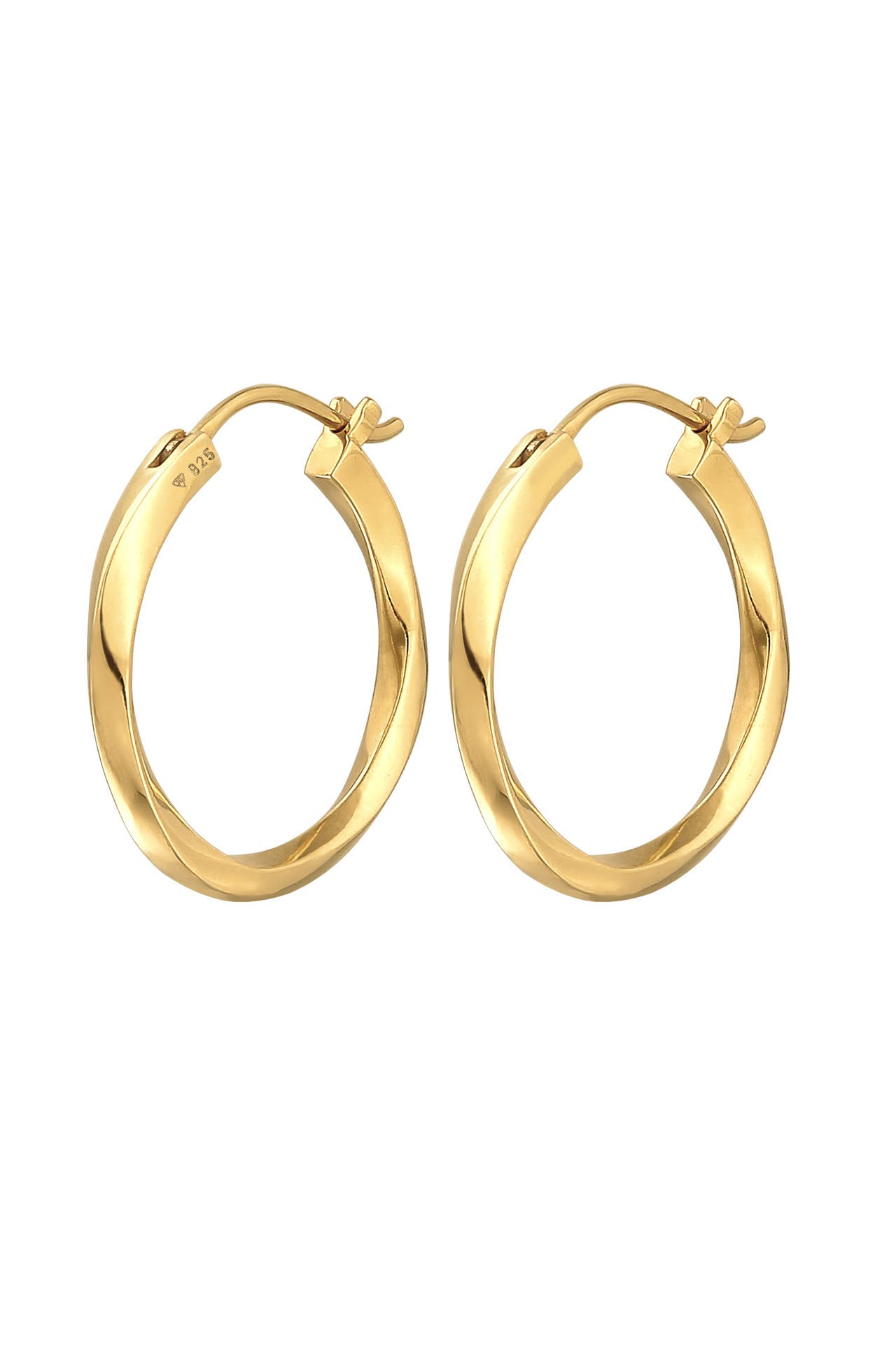 ELLI PREMIUM Ohrringe Creolen Twisted Gedreht Trend 925 Silber Gold, Bild 1