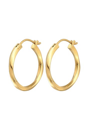 ELLI PREMIUM Ohrringe Creolen Twisted Gedreht Trend 925 Silber Gold