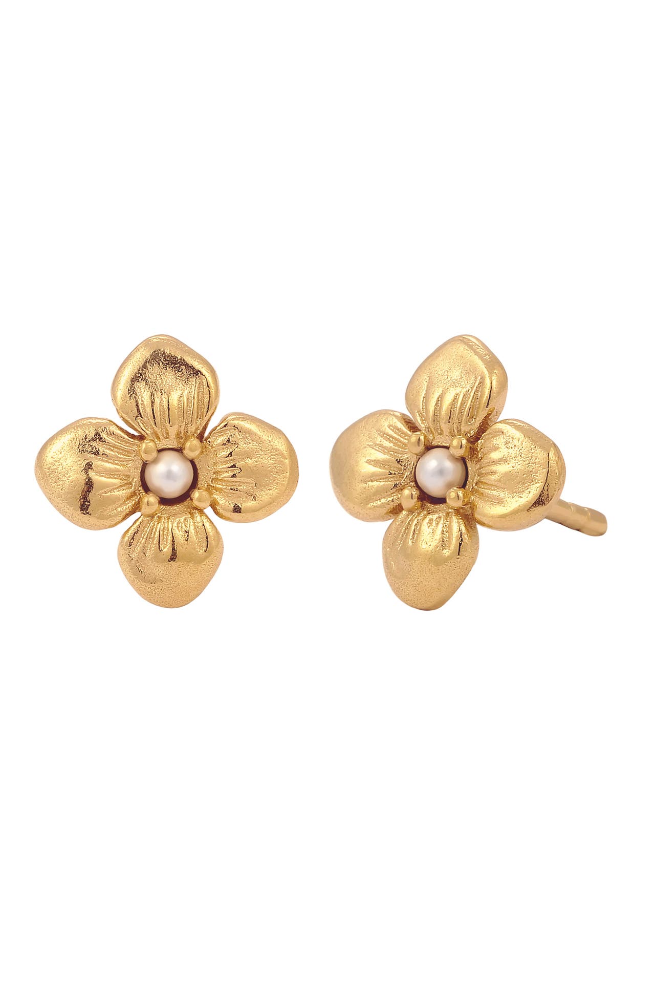 ELLI Ohrringe Ohrstecker Blume Synthetische Perle Weiß 925 Sterling Silber Gold, Bild 1
