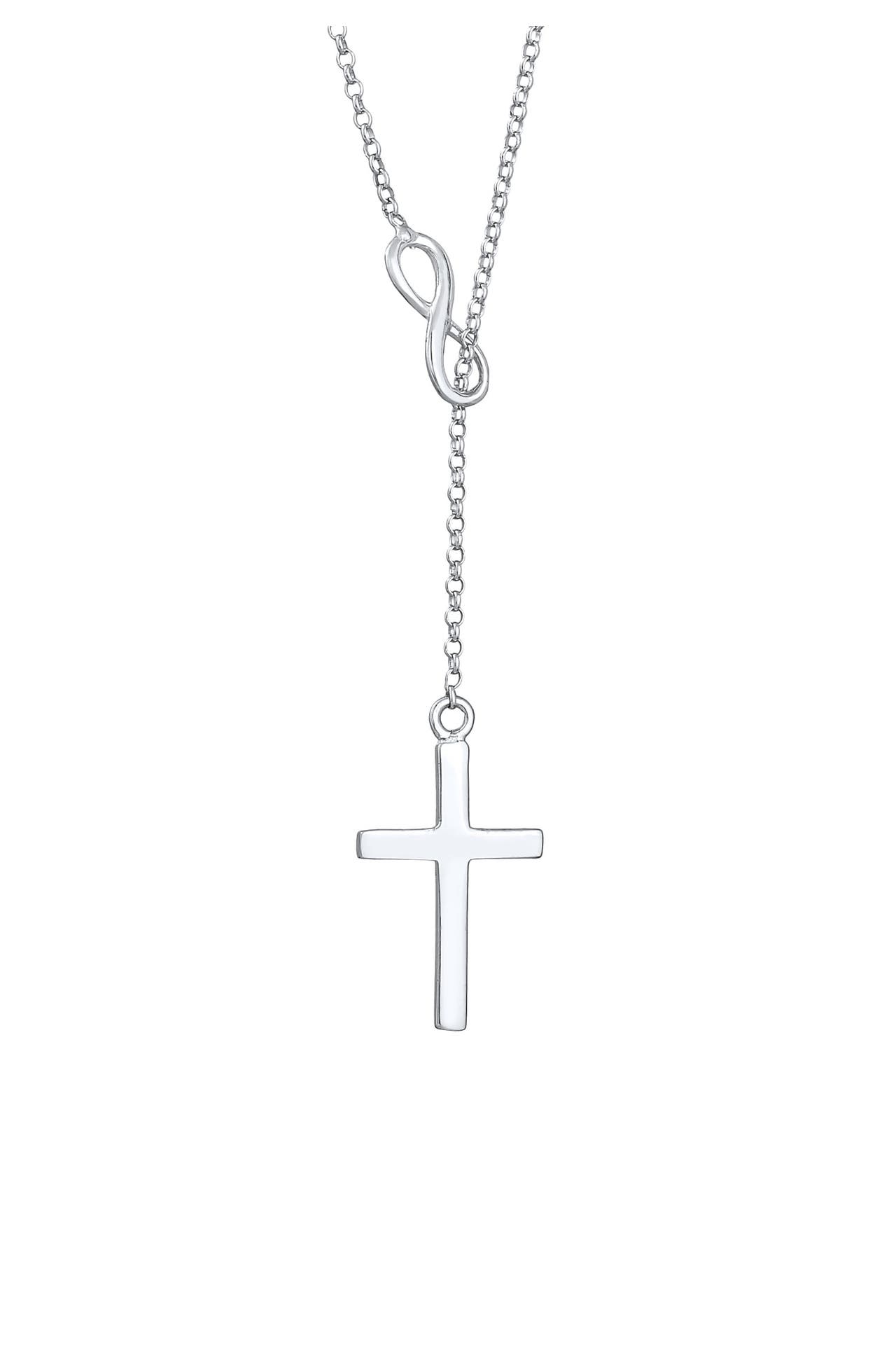 ELLI Kette Y-Kette mit Kreuz und Infinity Symbol 925 Silber Silber, Bild 1