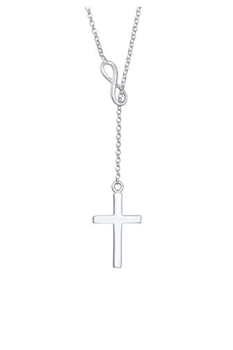 ELLI Kette Y-Kette mit Kreuz und Infinity Symbol 925 Silber Silber