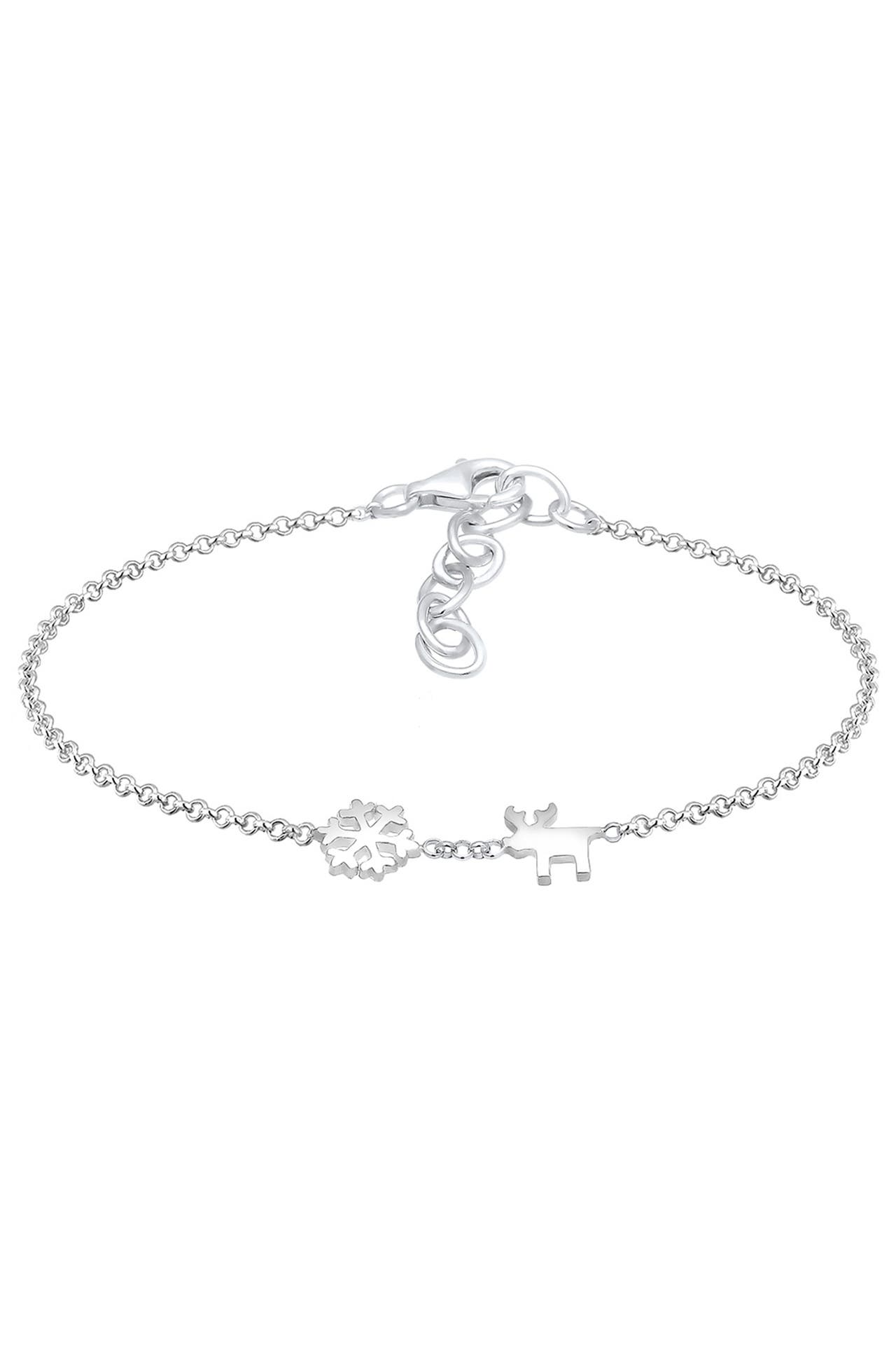 ELLI Armband Schneeflocke Elch Rentier Winter Trend 925 Silber Silber, Bild 1