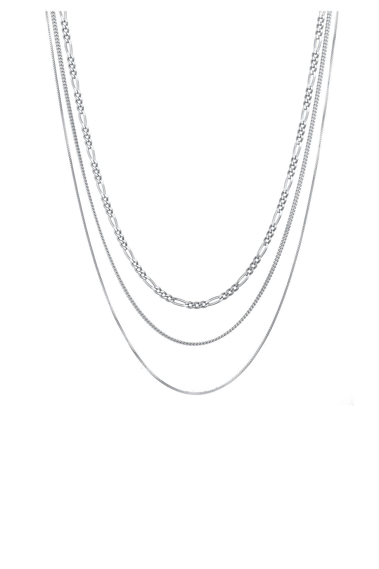 KUZZOI Kette Herren Basic 3er Set 925 Sterling Silber Silber, Bild 1