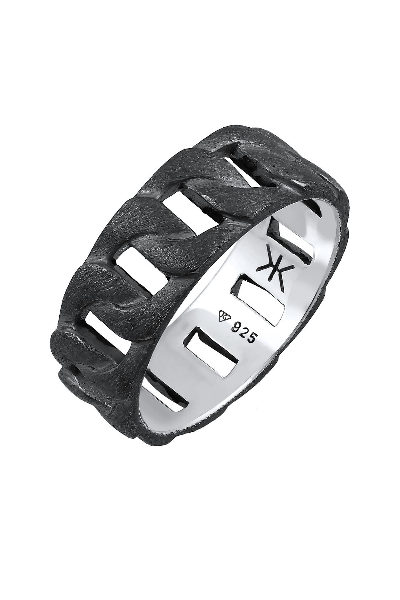 KUZZOI Ring Herren Chunky Chain 925 Silber schwarz, Bild 1