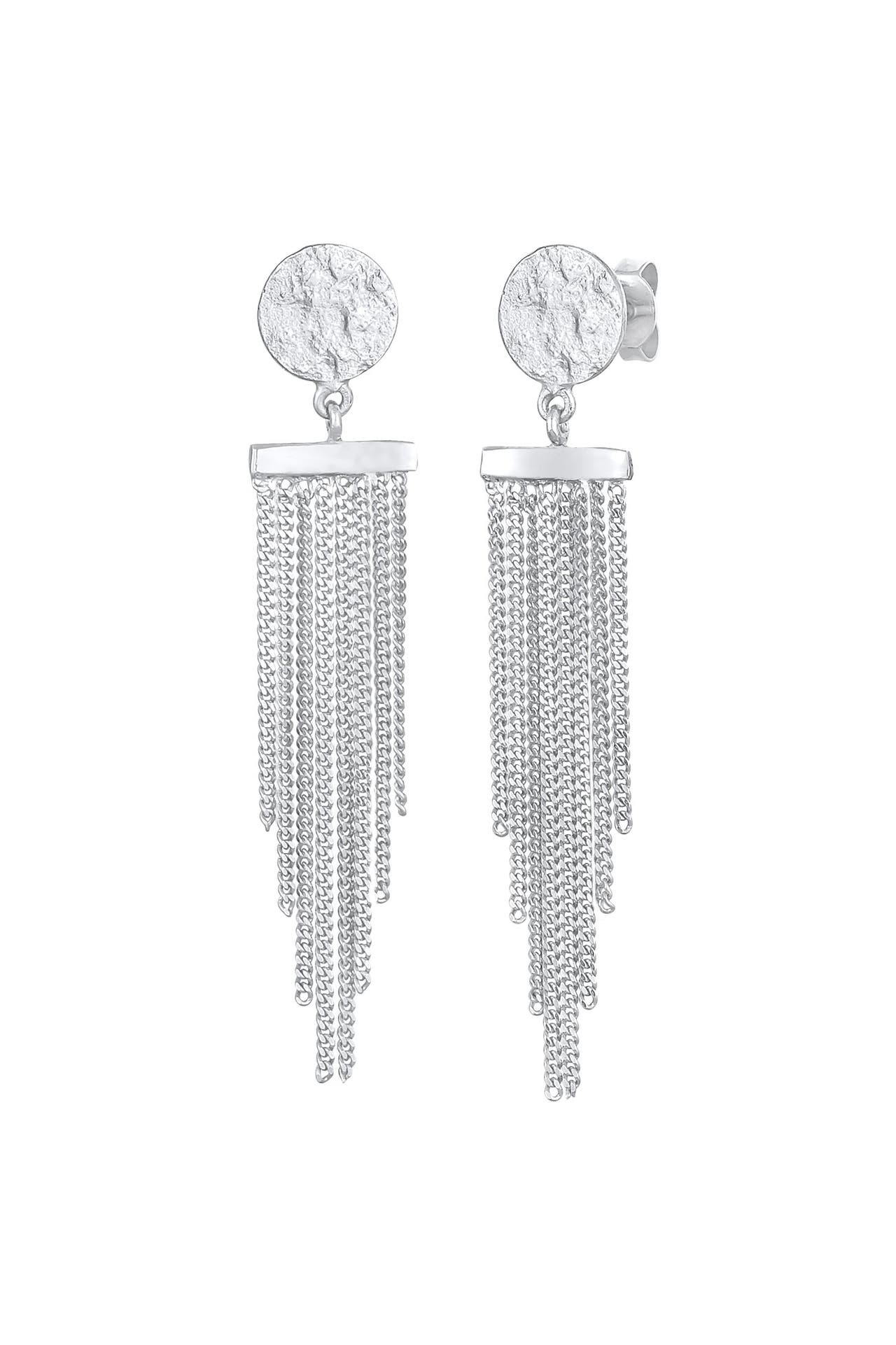 ELLI Ohrringe Stecker Plättchen Ketten Look Stylisch 925 Silber Silber, Bild 1