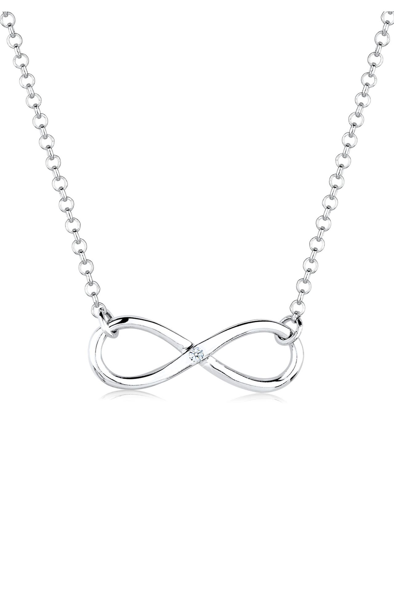 ELLI DIAMONDS Kette Infinity Pure Diamant (0.03 ct.) 925 Silber Weiß, Bild 1