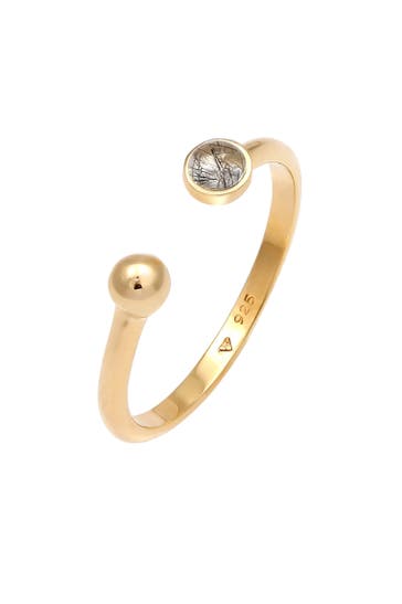 ELLI Ring Offen Verstellbar Turmalin Quarz Kugel 925 Silber Gold