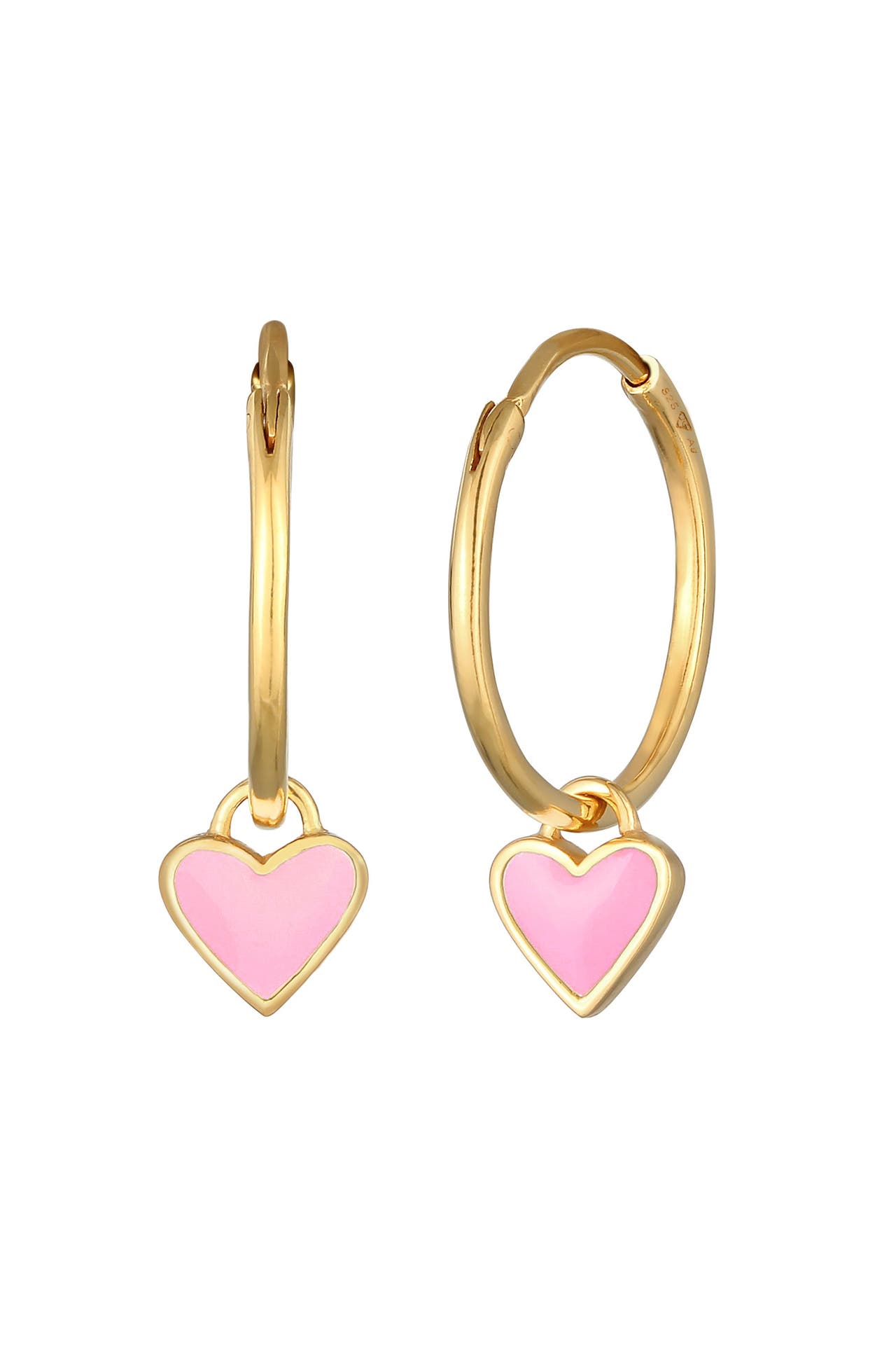 ELLI Ohrringe Creolen Herz Love Emaille 925 Silber Rosa, Bild 1