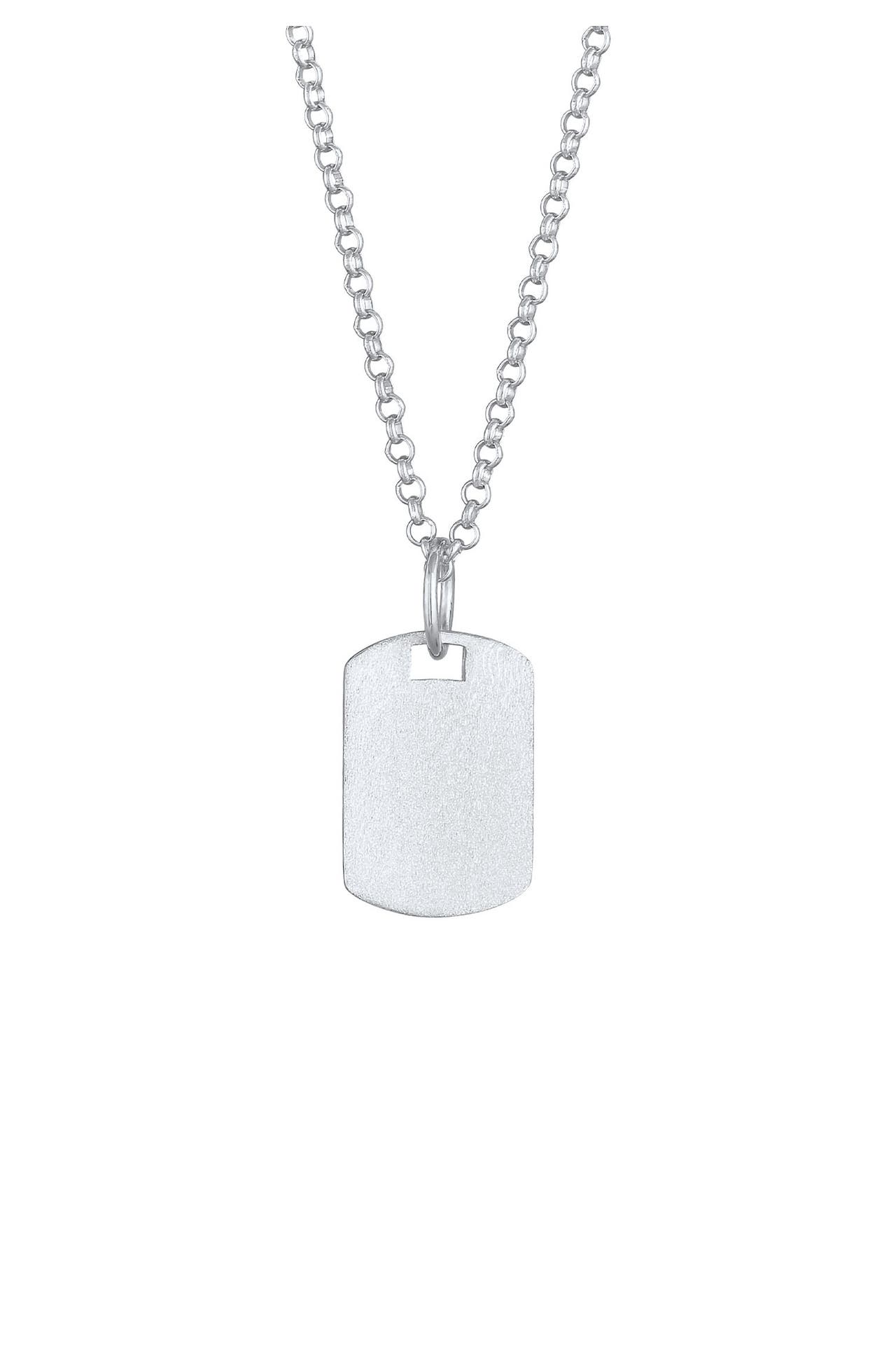 KUZZOI Kette Herren Dog Tag Military Platte Brushed 925 Silber Silber, Bild 1