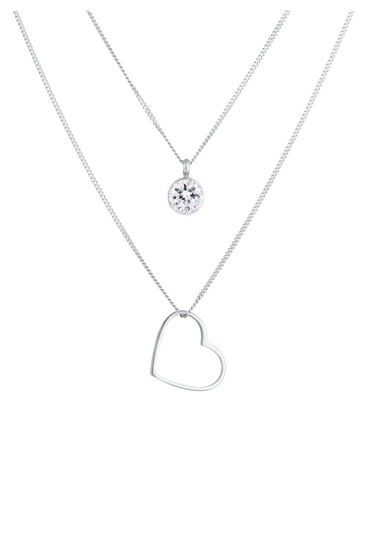 ELLI Kette Layer Herz Love 925 Silber, mit Kristallen von Swarovski® Silber, Bild 1