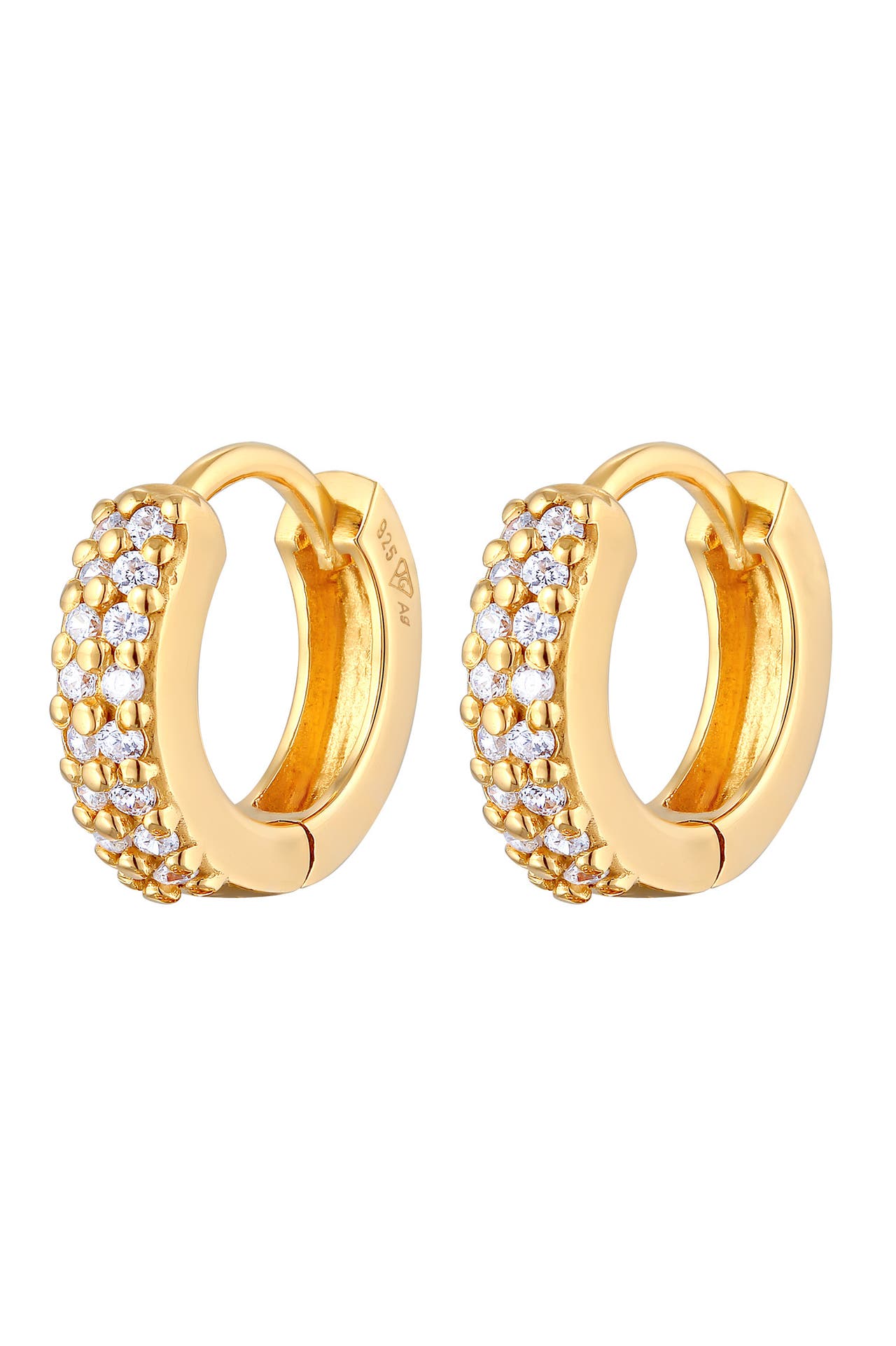 ELLI Ohrringe Creolen Scharnier Zirkonia 925 Silber Gold, Bild 1