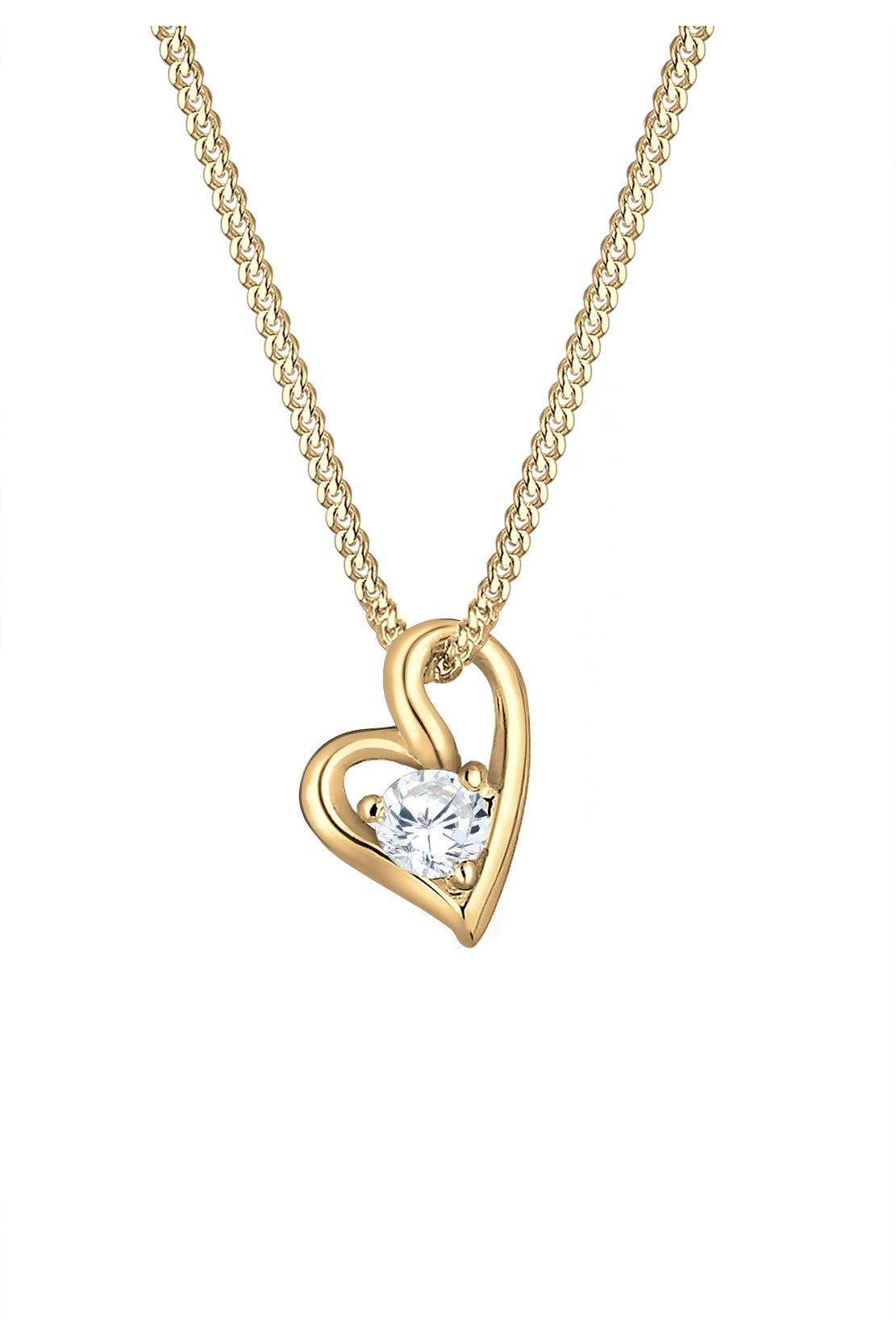 ELLI PREMIUM Kette Herz Zirkonia Weiß 585 Gelbgold Gold, Bild 1