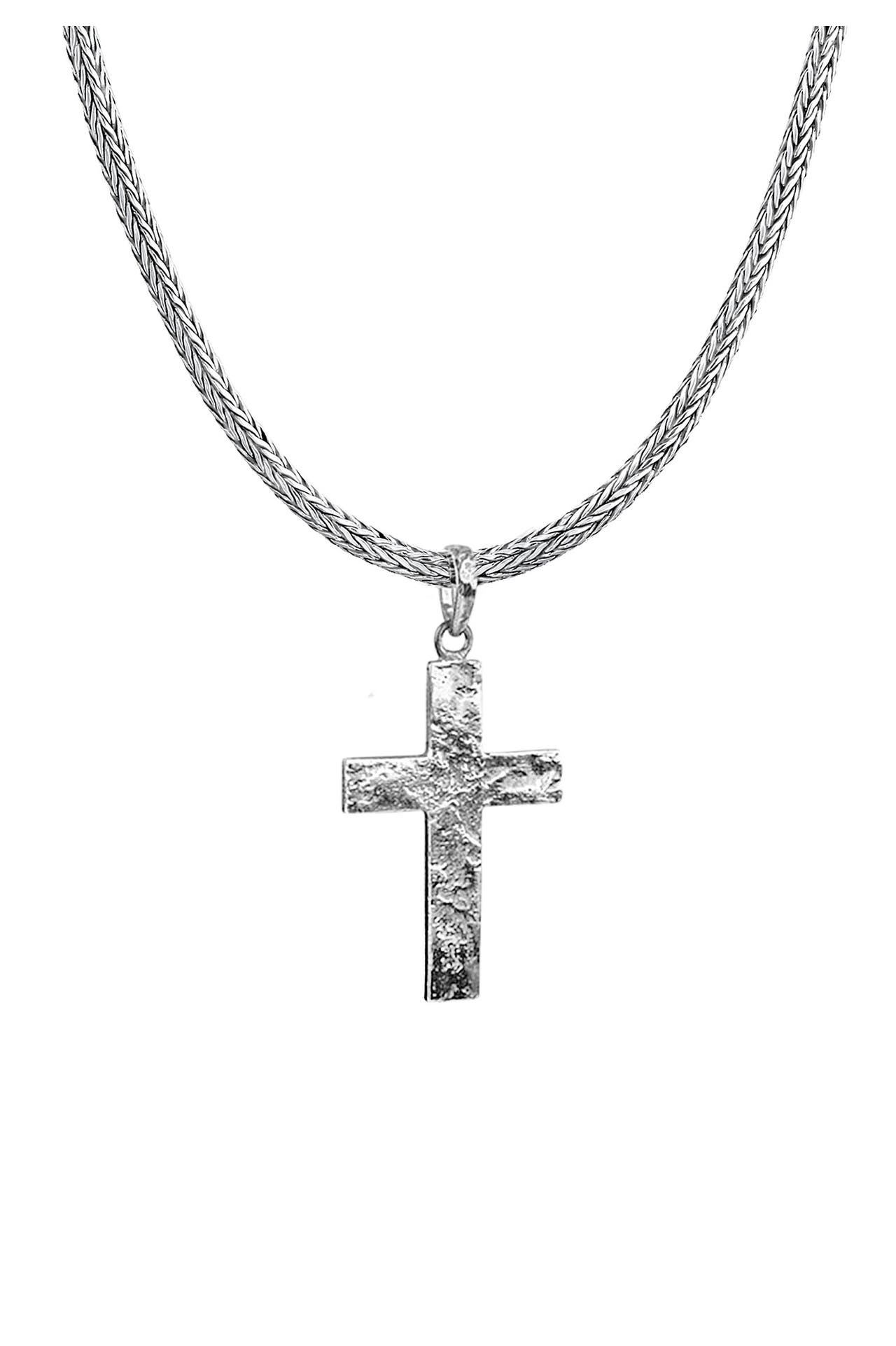 KUZZOI Kette Herren Zopfkette Kreuz Gehämmert 925 Silber Silber, Bild 1