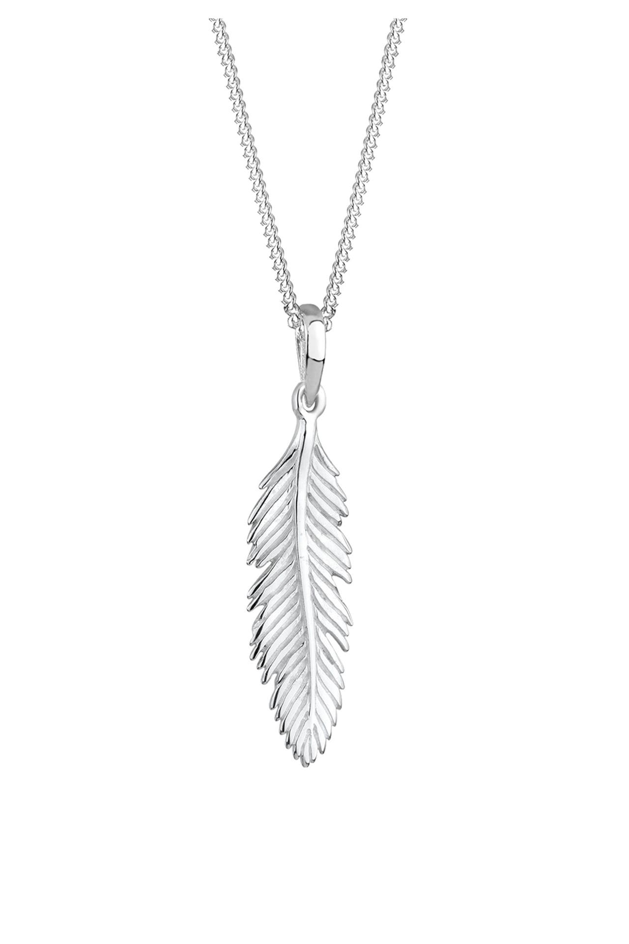 ELLI Kette mit Feder Anhänger aus 925 Sterling Silber Silber, Bild 1