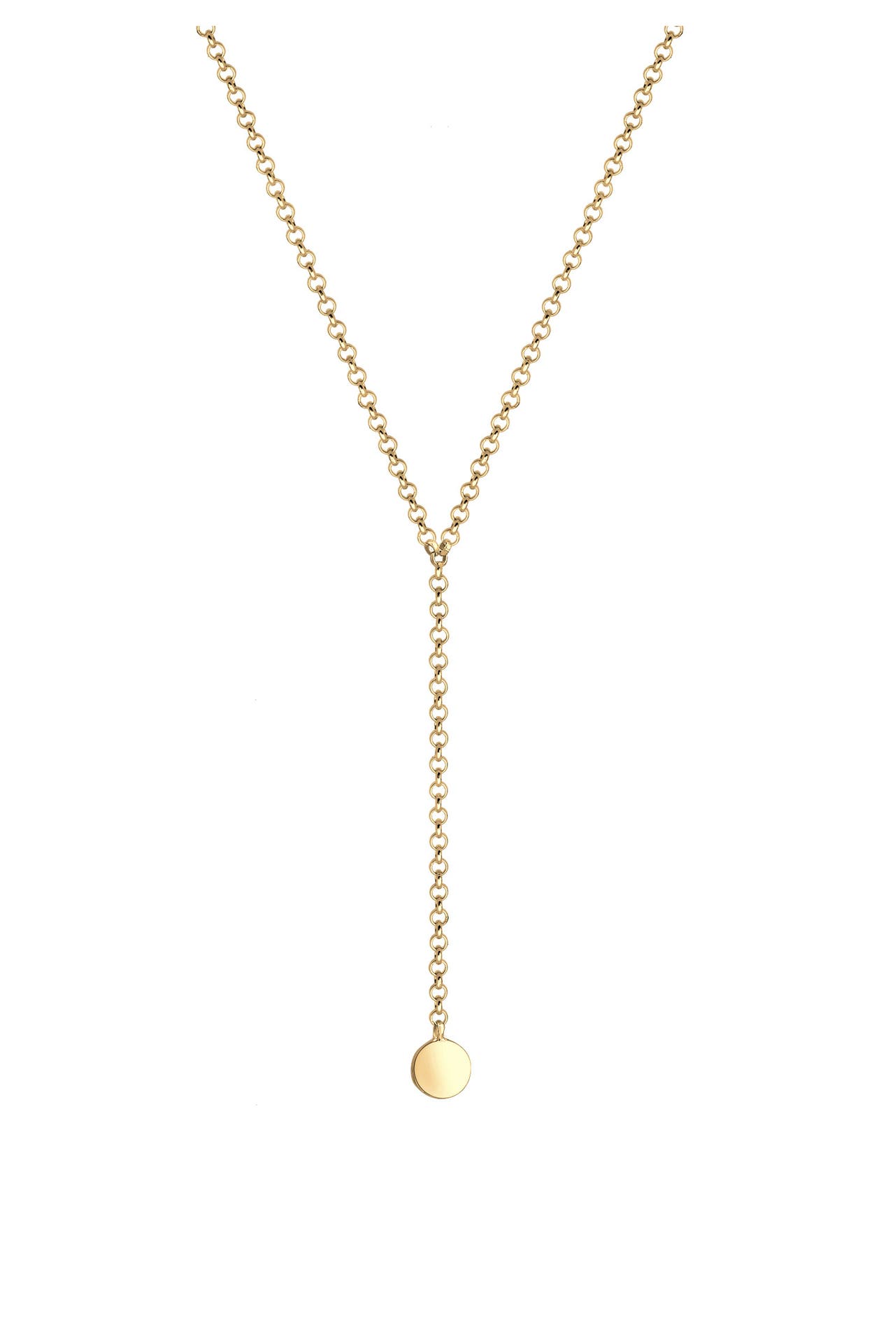 ELLI Kette Choker Y-kette glänzend mit Plättchen 925 Silber Gold, Bild 1