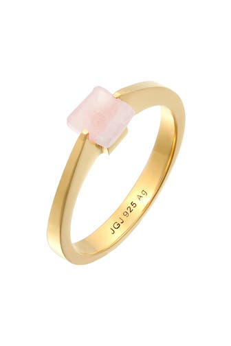 ELLI PREMIUM Ring Rosa Quarz Edelstein 925 Silber Gold