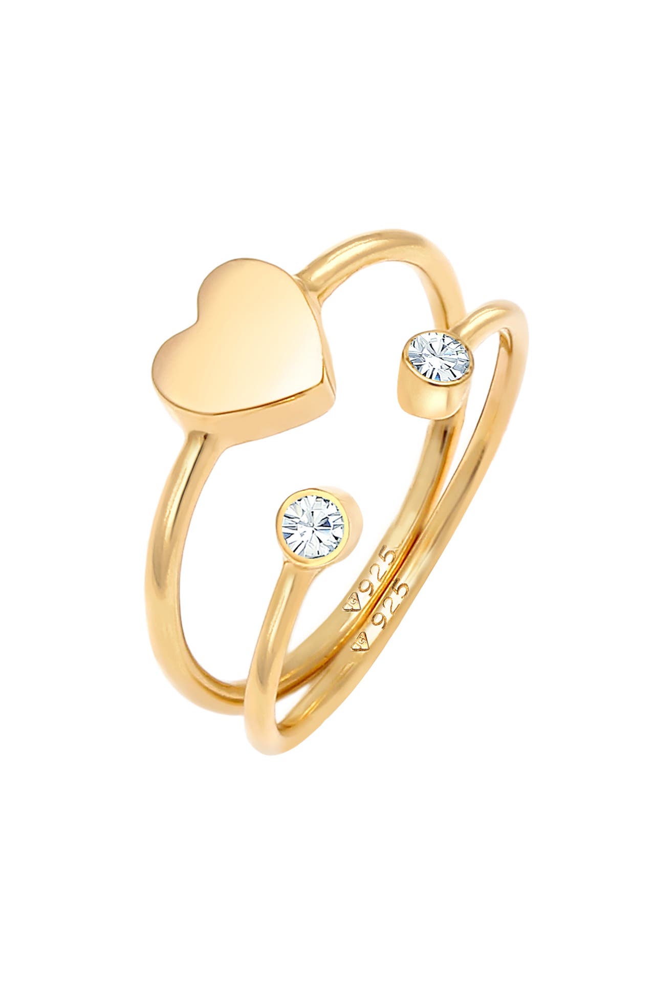 ELLI Ring Herz Liebe (2 tlg) 925 Silber, mit Kristallen von Swarovski® Gold, Bild 1