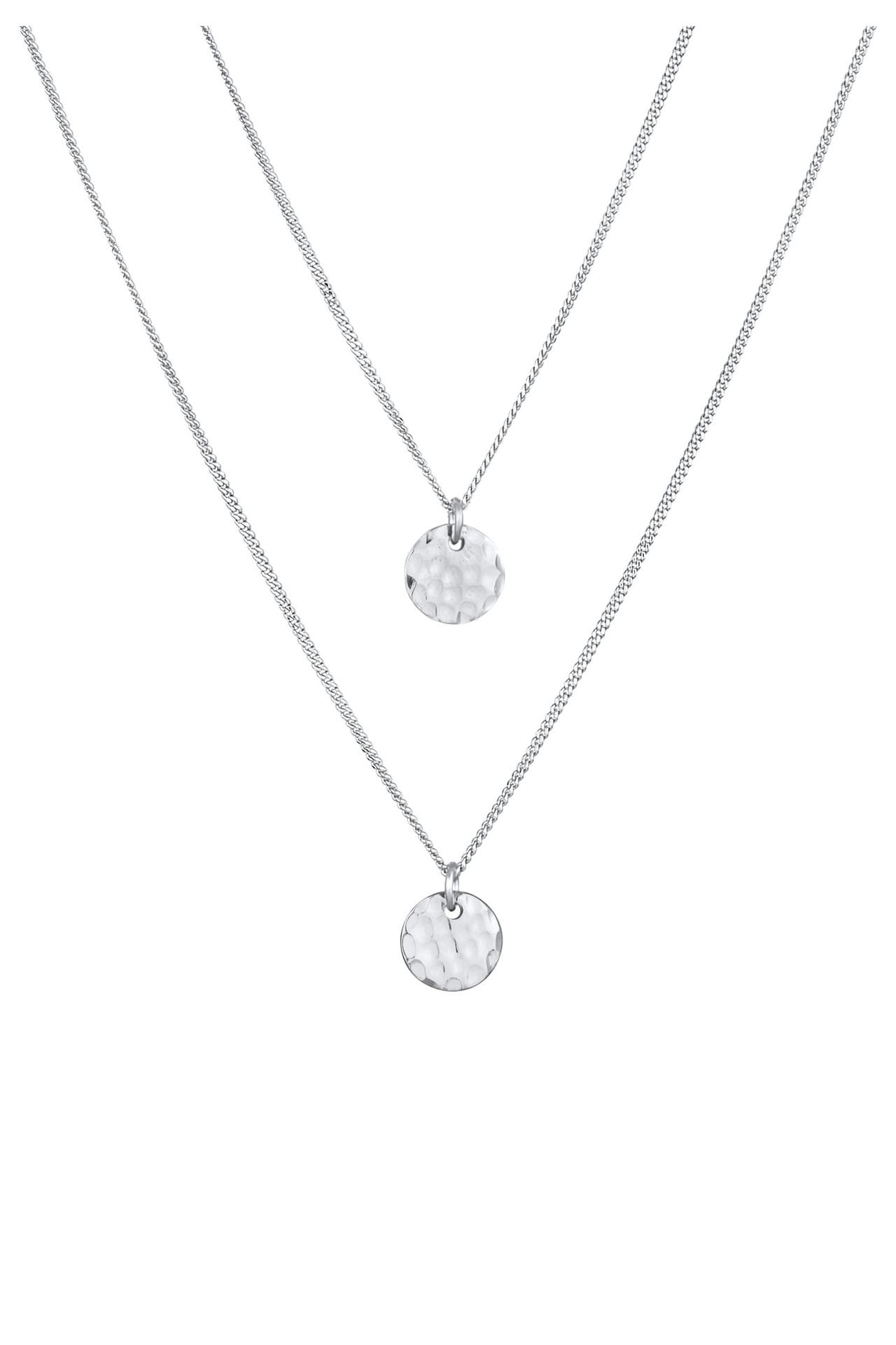 ELLI Kette Layer Kette mit Kreis Plättchen 925 Silber Silber, Bild 1