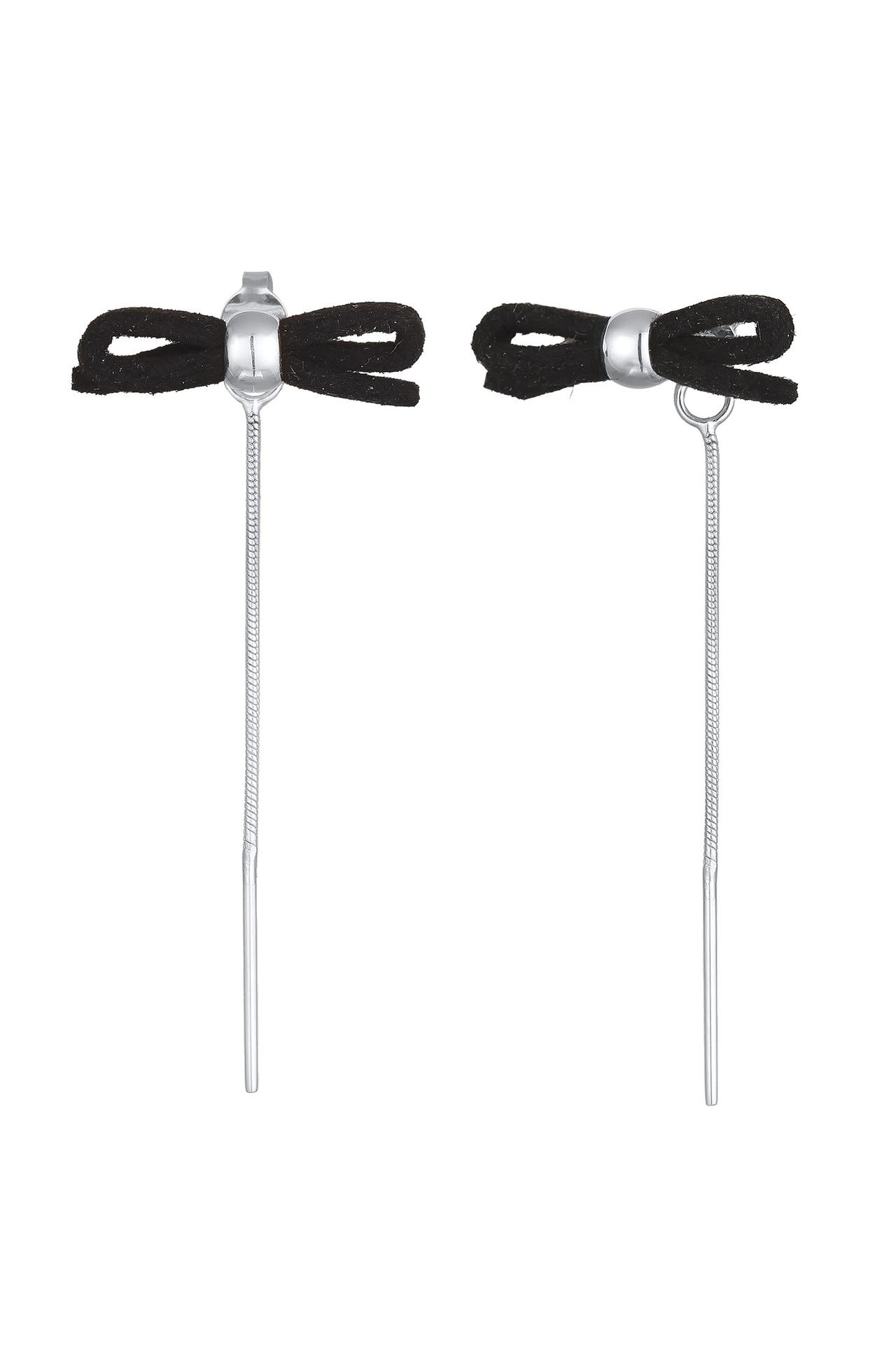 ELLI Ohrringe Ohrhänger Schleife Velour Leder Optik 925 Silber Silber, Bild 1