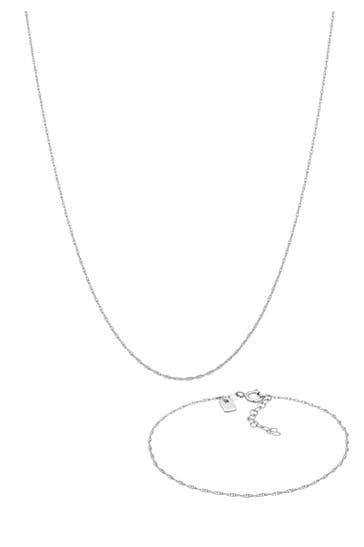 KUZZOI Schmuckset Basic Gliederkette Gedreht 925 Silber Silber