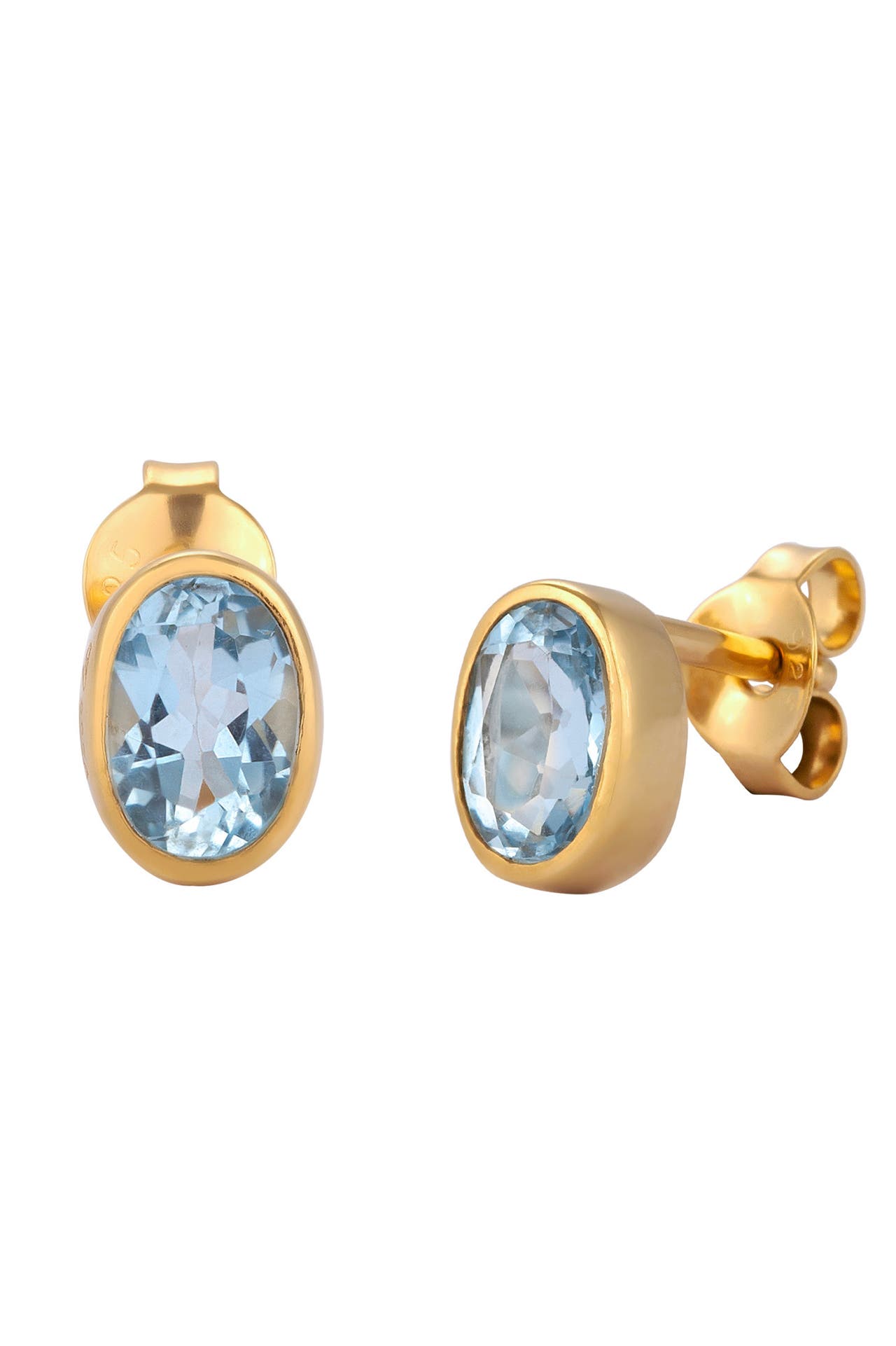 ELLI Ohrringe Ohrstecker Oval Topas Hellblau 925 Sterling Silber Gold, Bild 1