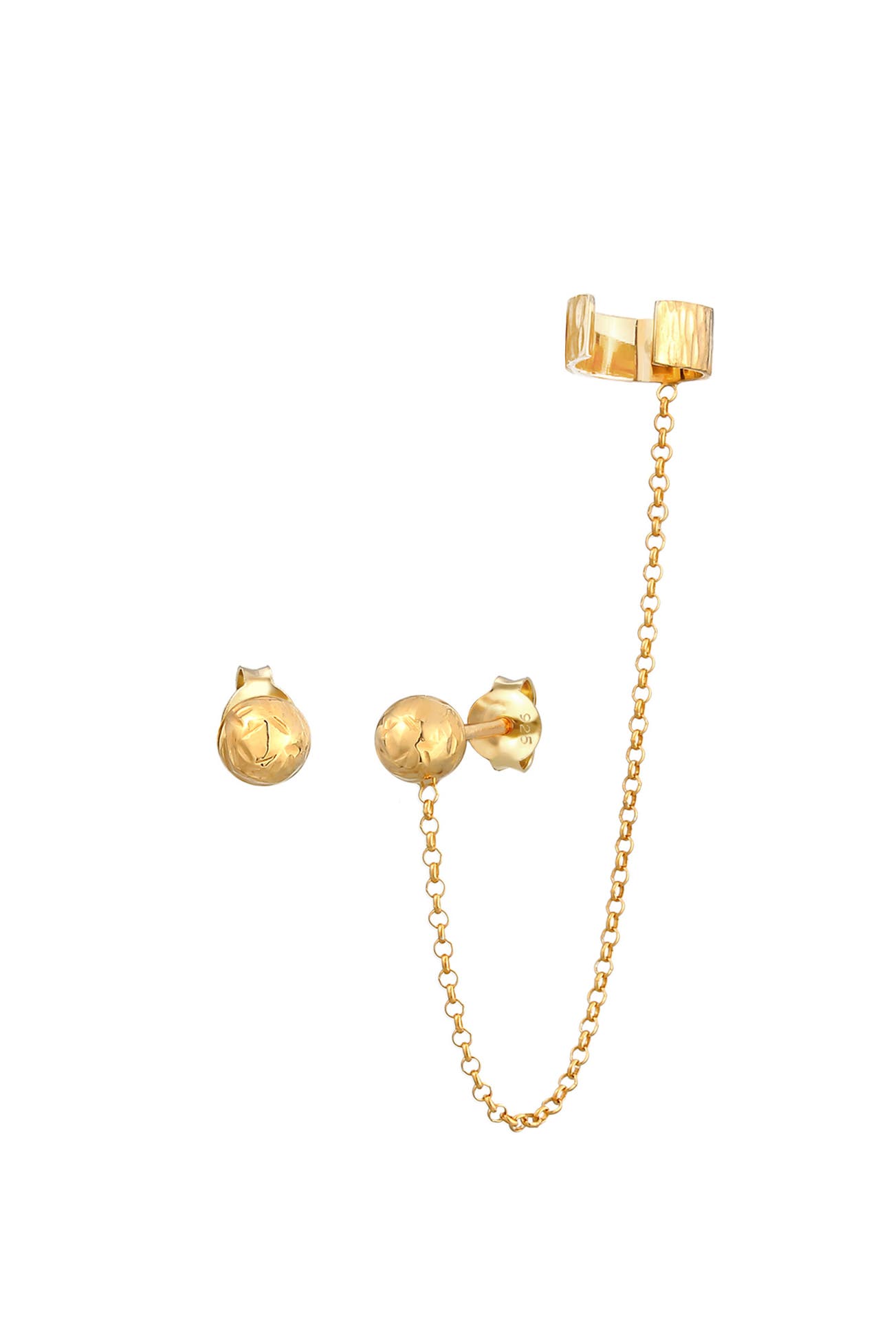 ELLI Ohrringe Earcuff Klemme Stecker Kugel 925 Silber Gold, Bild 1