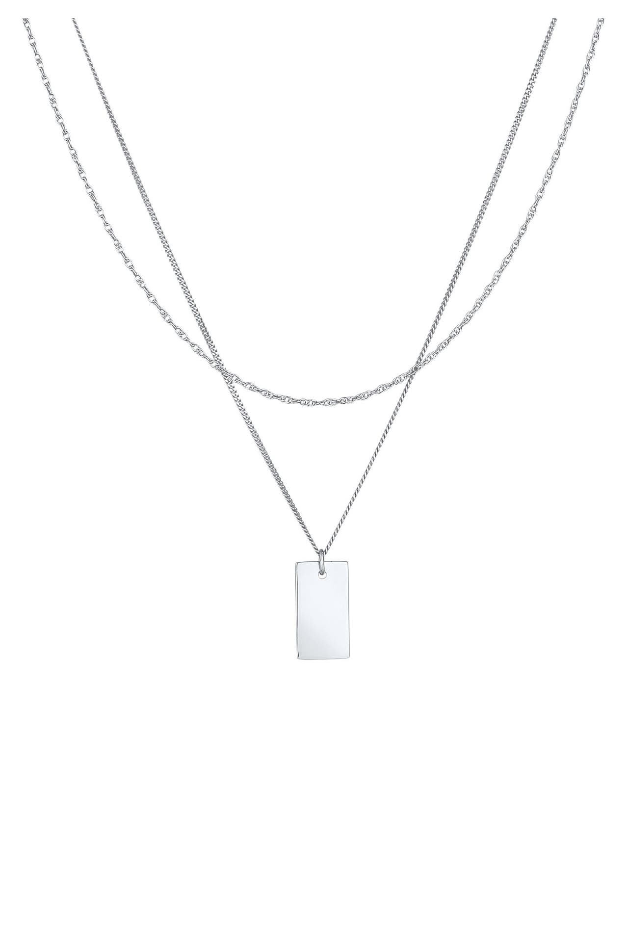 ELLI Kette Layer Rechteck Platte Gedreht 2-lagig 925 Silber Silber, Bild 1