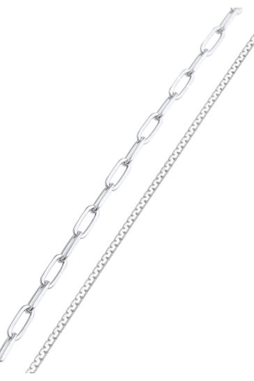 ELLI PREMIUM Armband Glieder Grob Rund Oval Basic (2 tlg.) 925 Silber Silber