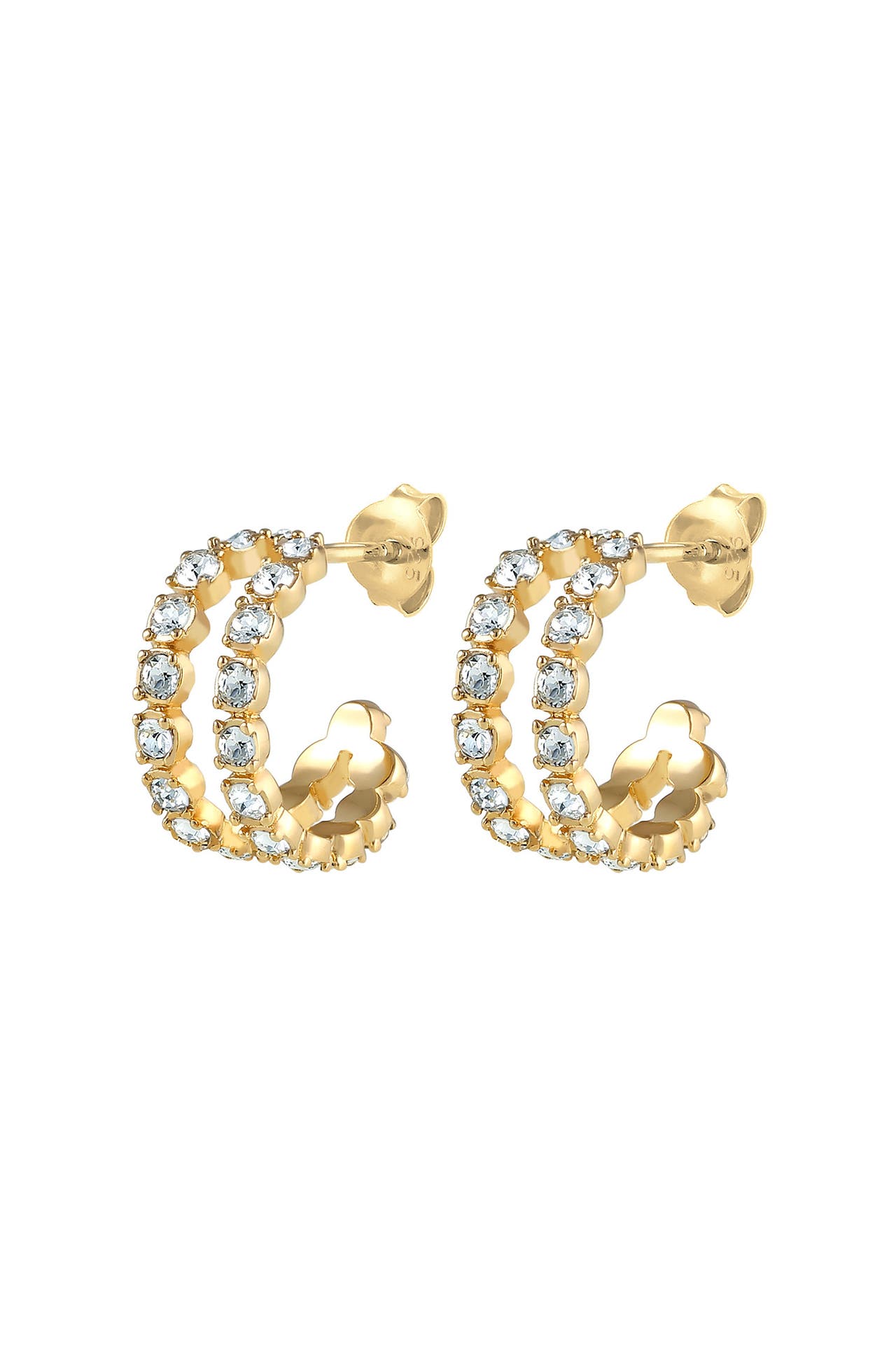 ELLI Ohrringe Creolen Stecker 925 Silber, mit Kristallen von Swarovski® Gold, Bild 1