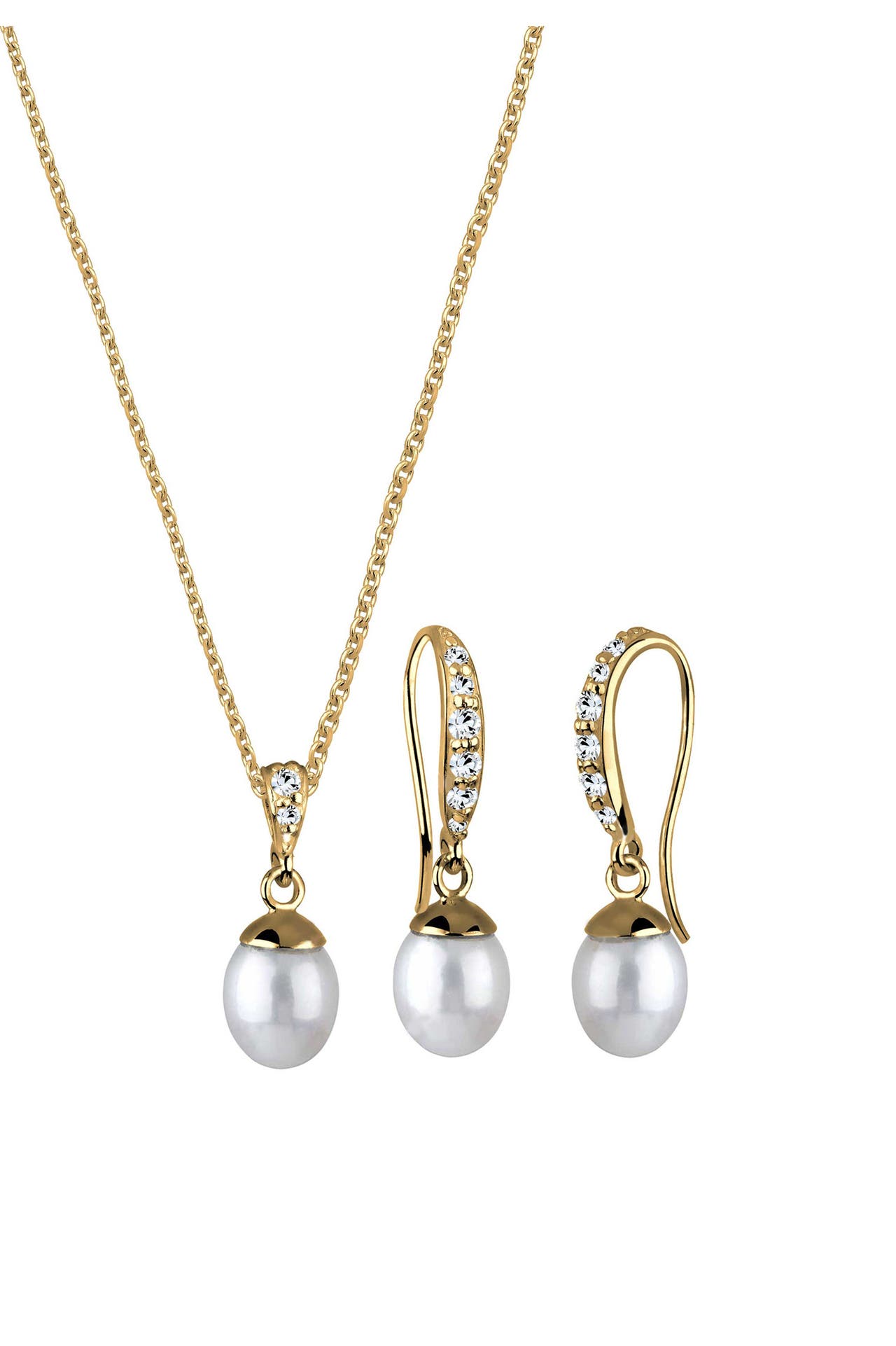 ELLI Schmuckset Elegant Perle Kristalle 925 Silber Gold, Bild 1