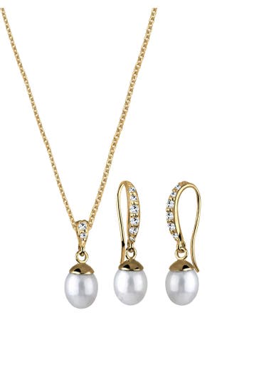ELLI Schmuckset Elegant Perle Kristalle 925 Silber Gold