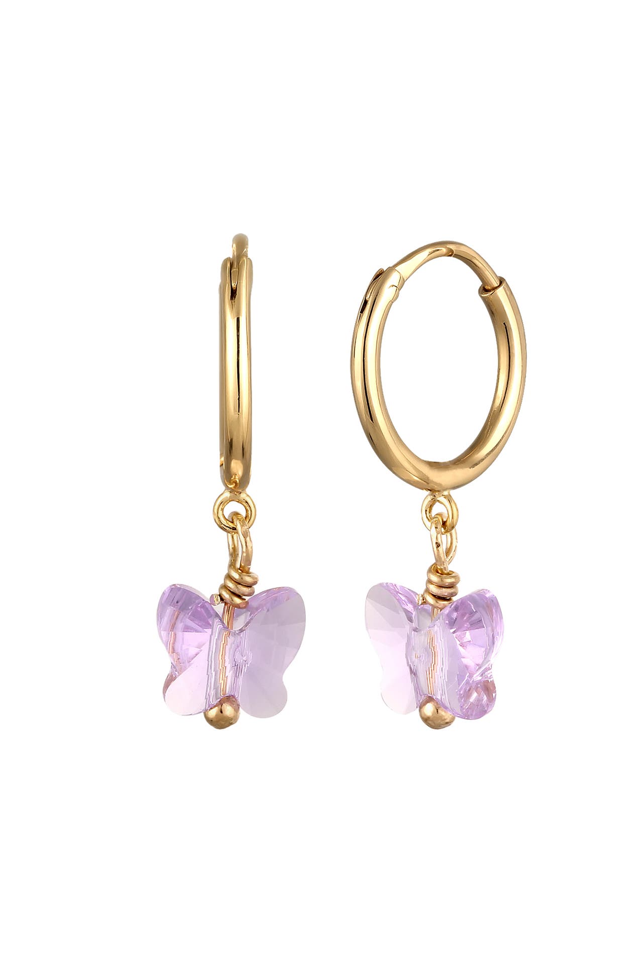 ELLI Ohrringe Creolen Schmetterling Lila 925 Sterling Silber vergoldet, mit Kristallen von Swarovski® Gold, Bild 1