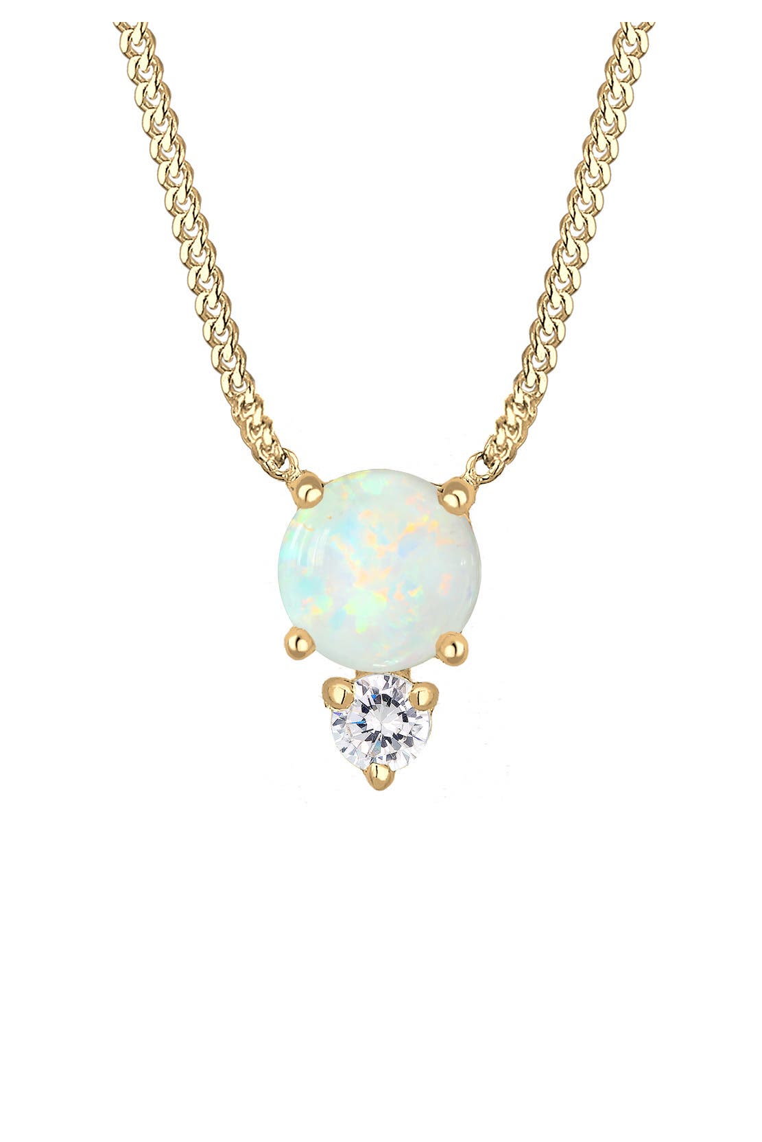 ELLI Kette Zirkonia Synthetischer Opal Weiß 925 Sterling Silber vergoldet Gold, Bild 1