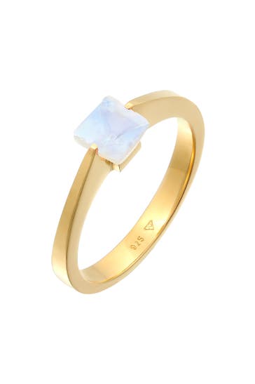 ELLI PREMIUM Ring Mondstein Edelstein 925 Silber Gold