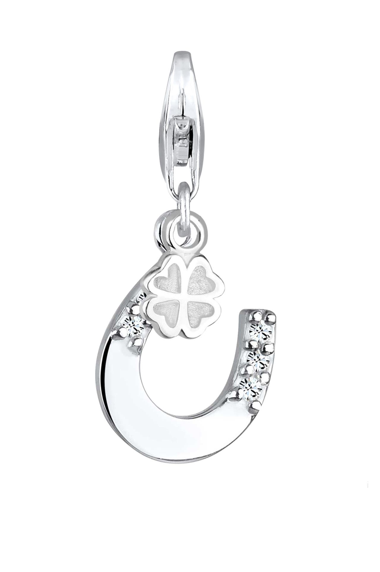 ELLI Charm Hufeisen Kleeblatt 925 Silber, mit Kristallen von Swarovski®, Bild 1