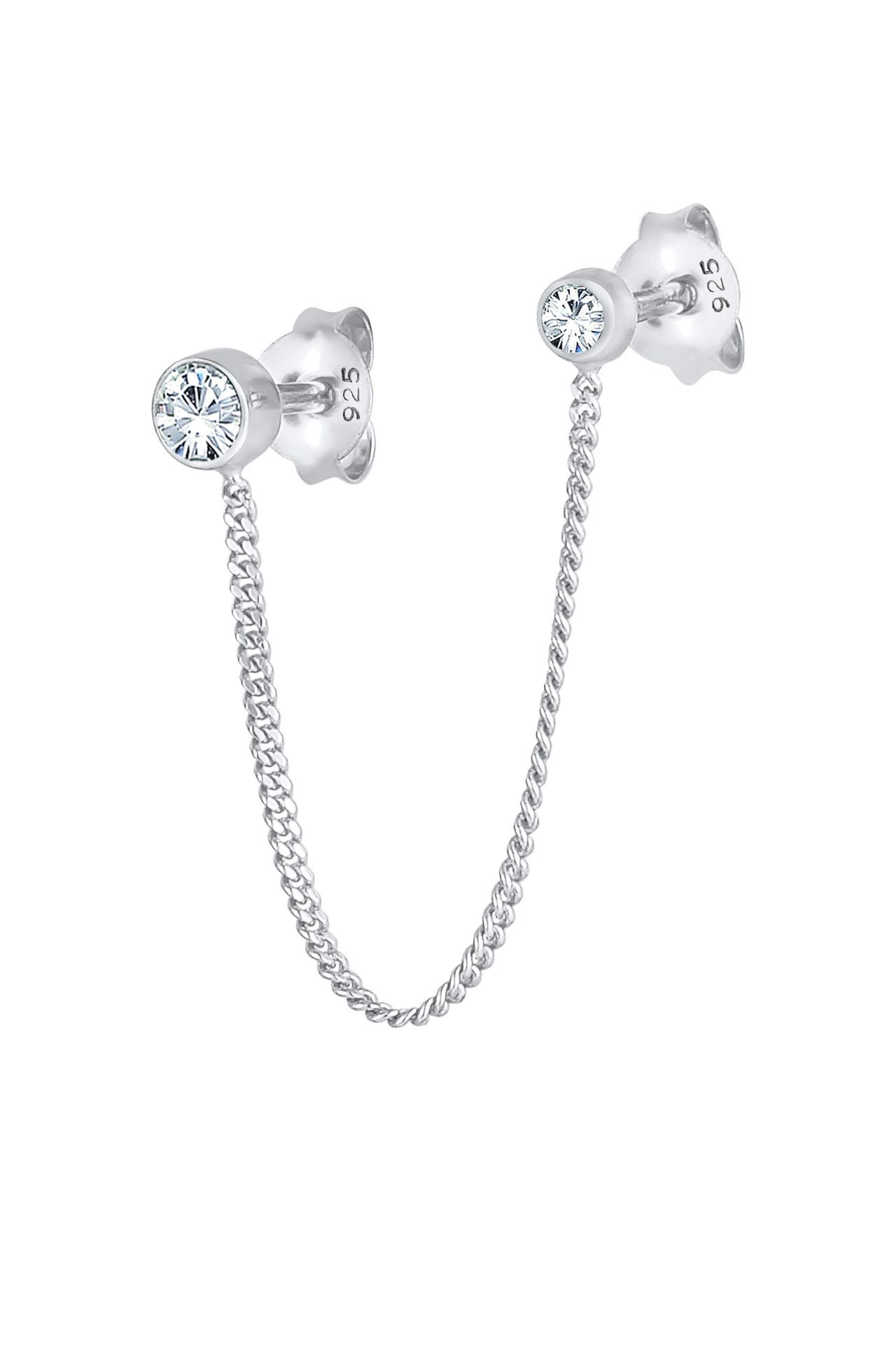 ELLI Ohrringe Doppel Ohrstecker 925 Silber, mit Kristallen von Swarovski® Silber, Bild 1
