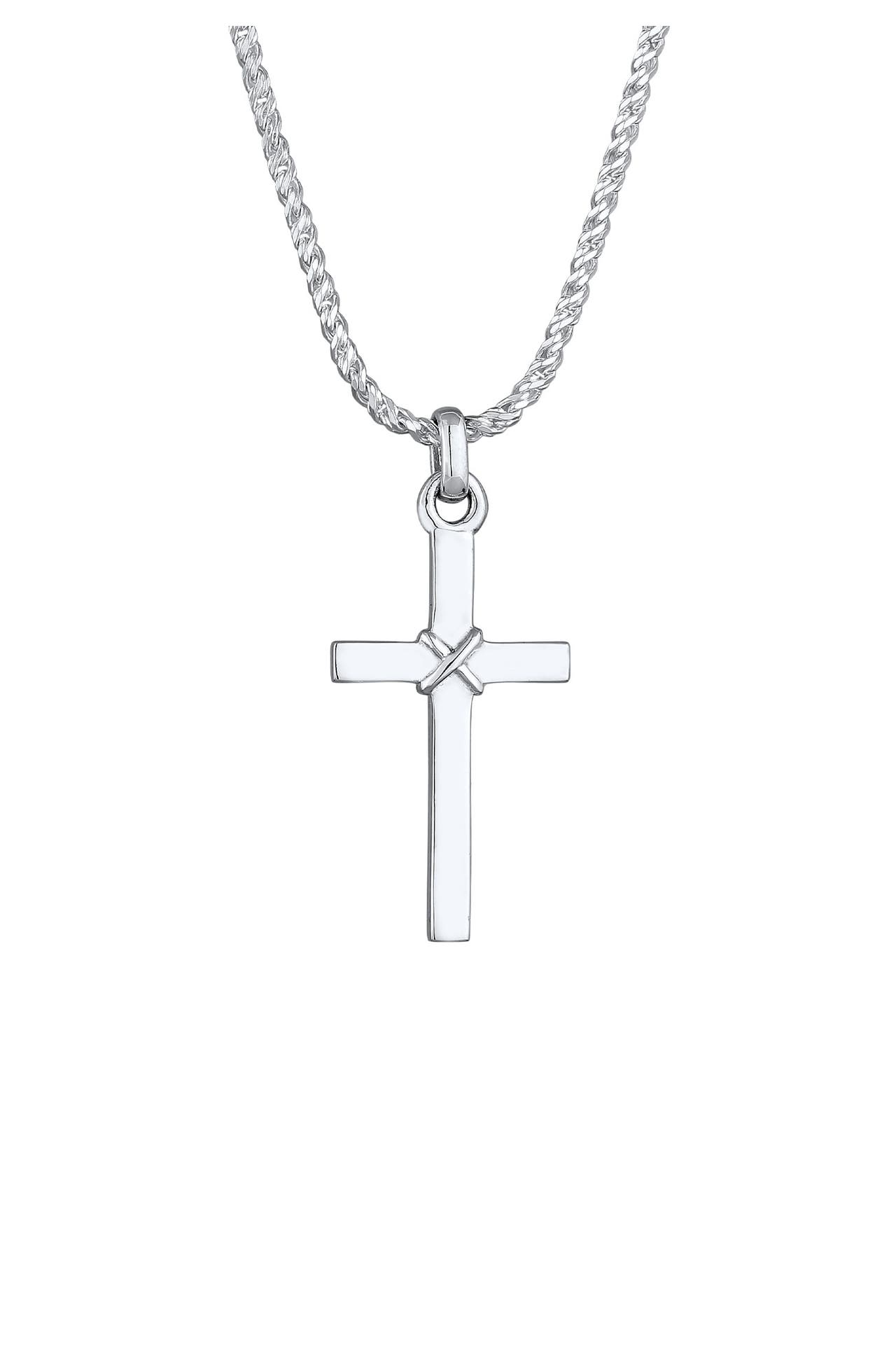 | Silber » Halskette - Herren 925 KUZZOI online Flach kaufen Kordelkette Outletcity Kreuz günstig