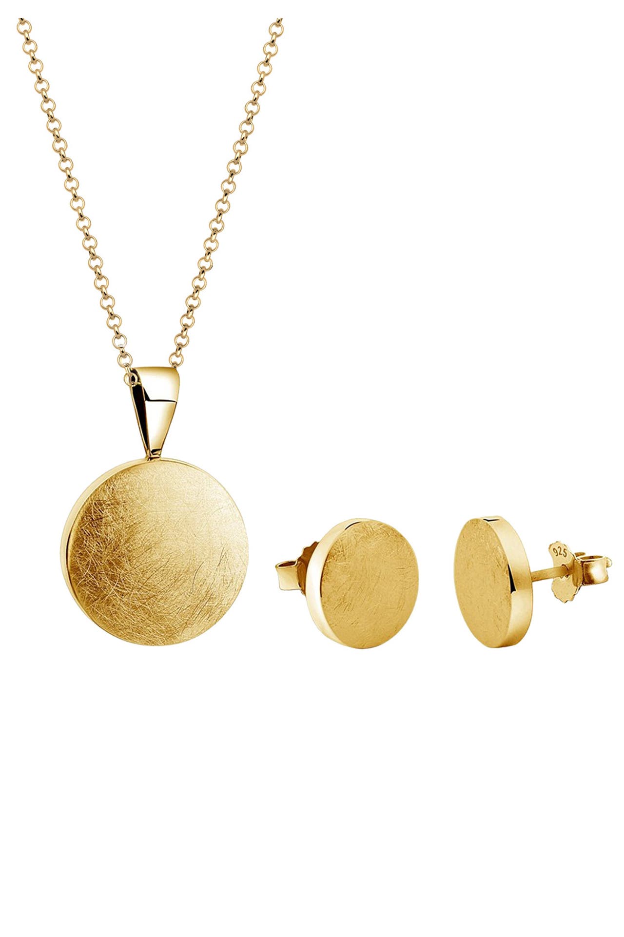 NENALINA Schmuckset Halskette Ohrstecker Kreis 925 Silber vergoldet Gold, Bild 1
