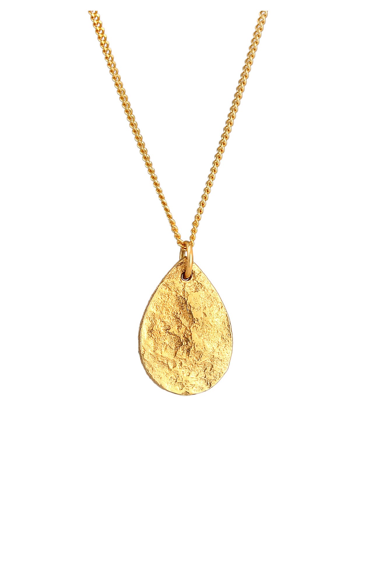 ELLI Kette Tropfen Anhänger Gehämmert Organic 925 Silber Gold, Bild 1