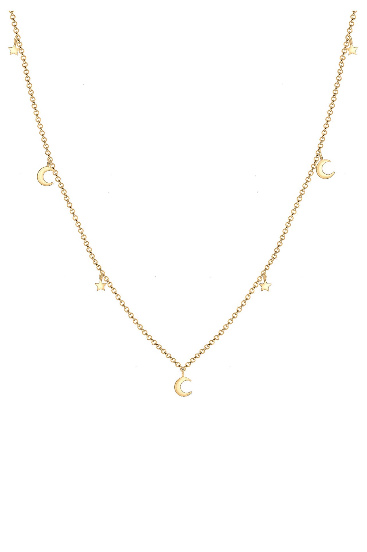 ELLI Kette Sterne und Halbmond Astro Anhänger 925 Silber Gold, Bild 1