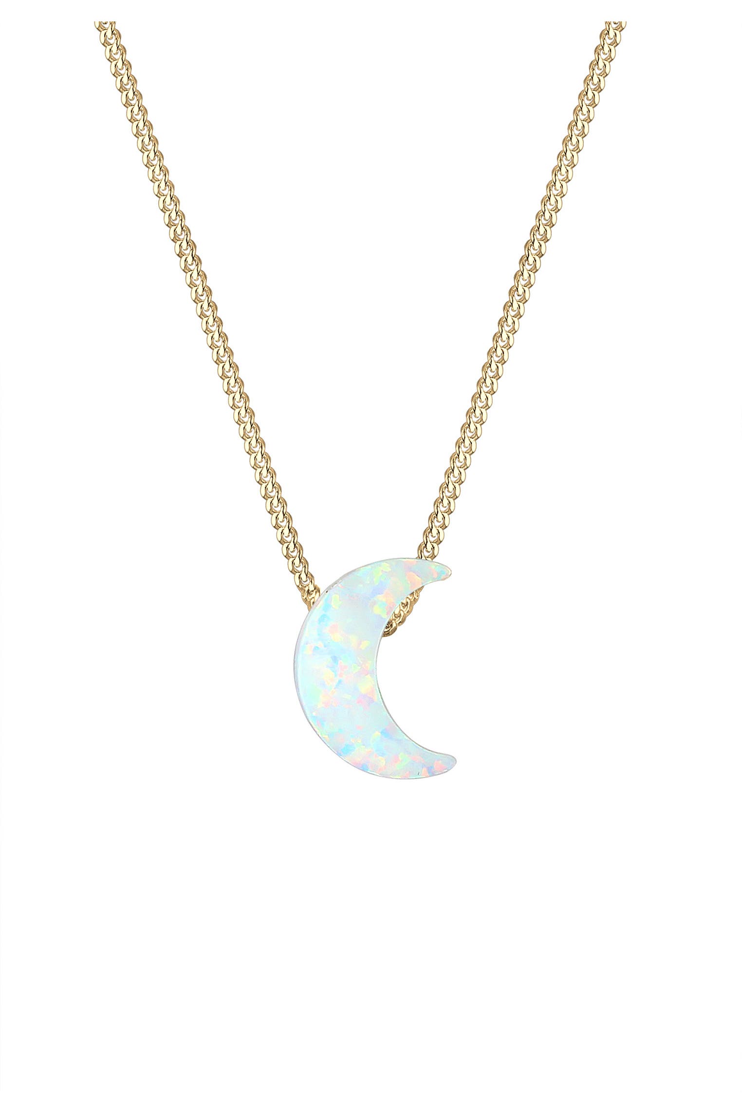 Elli Halskette Synthetischer Opal Oval Vintage 925er Silber in gold