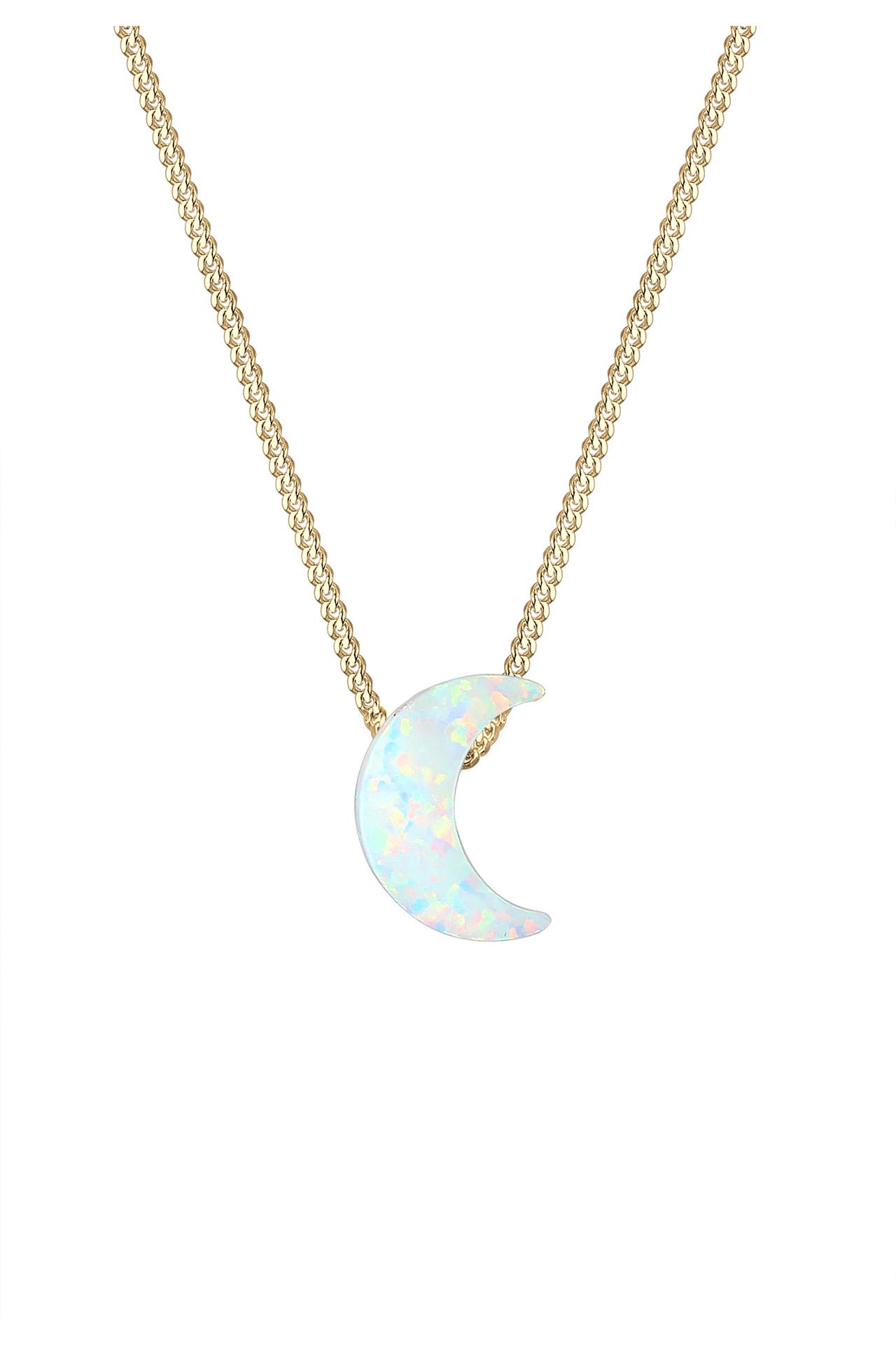 ELLI Kette Sichel Synthetischer Opal 925 Sterling Silber vergoldet Gold, Bild 1