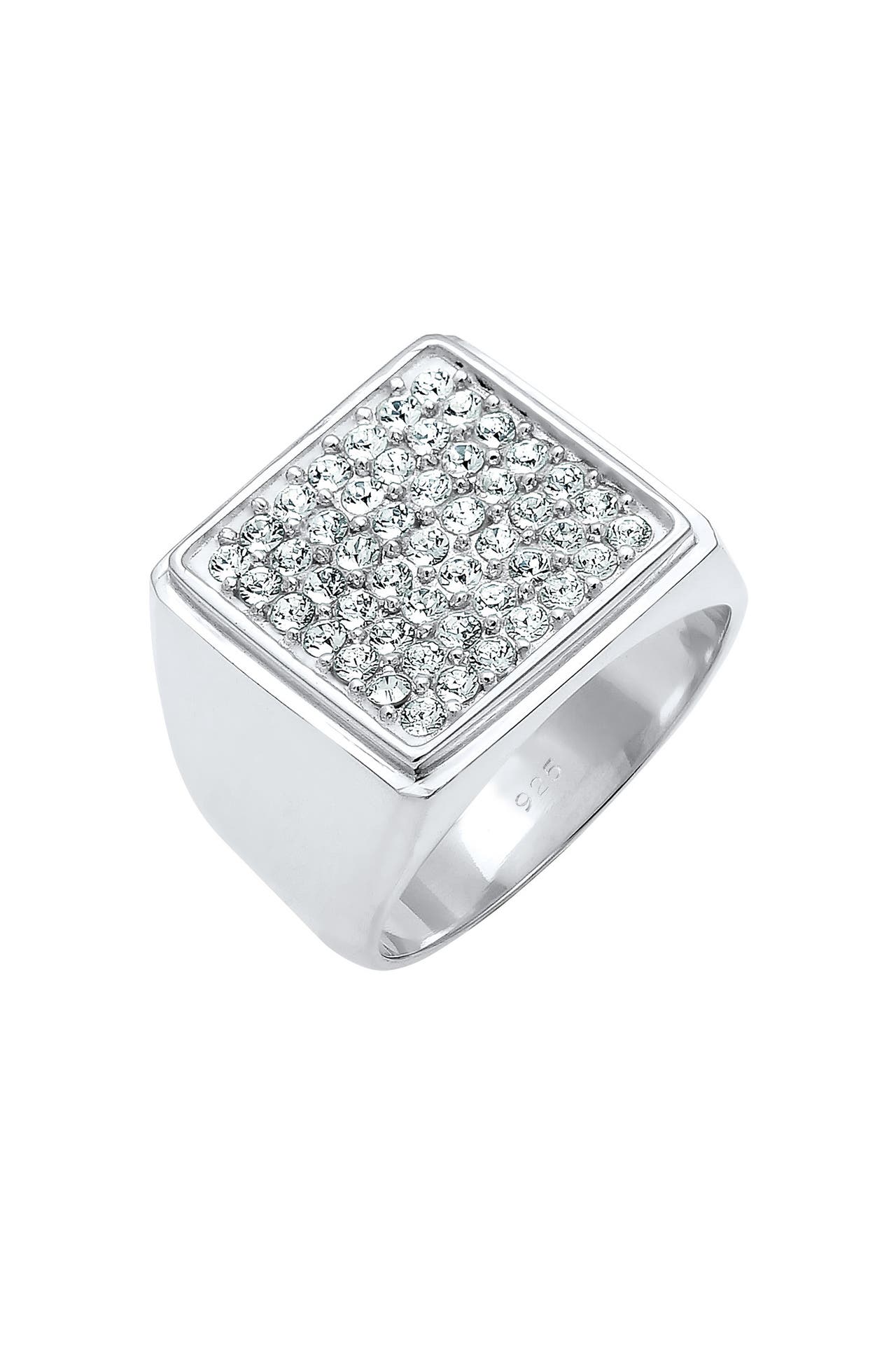 ELLI PREMIUM Ring Siegelring Geo Kristalle 925 Silber Silber, Bild 1