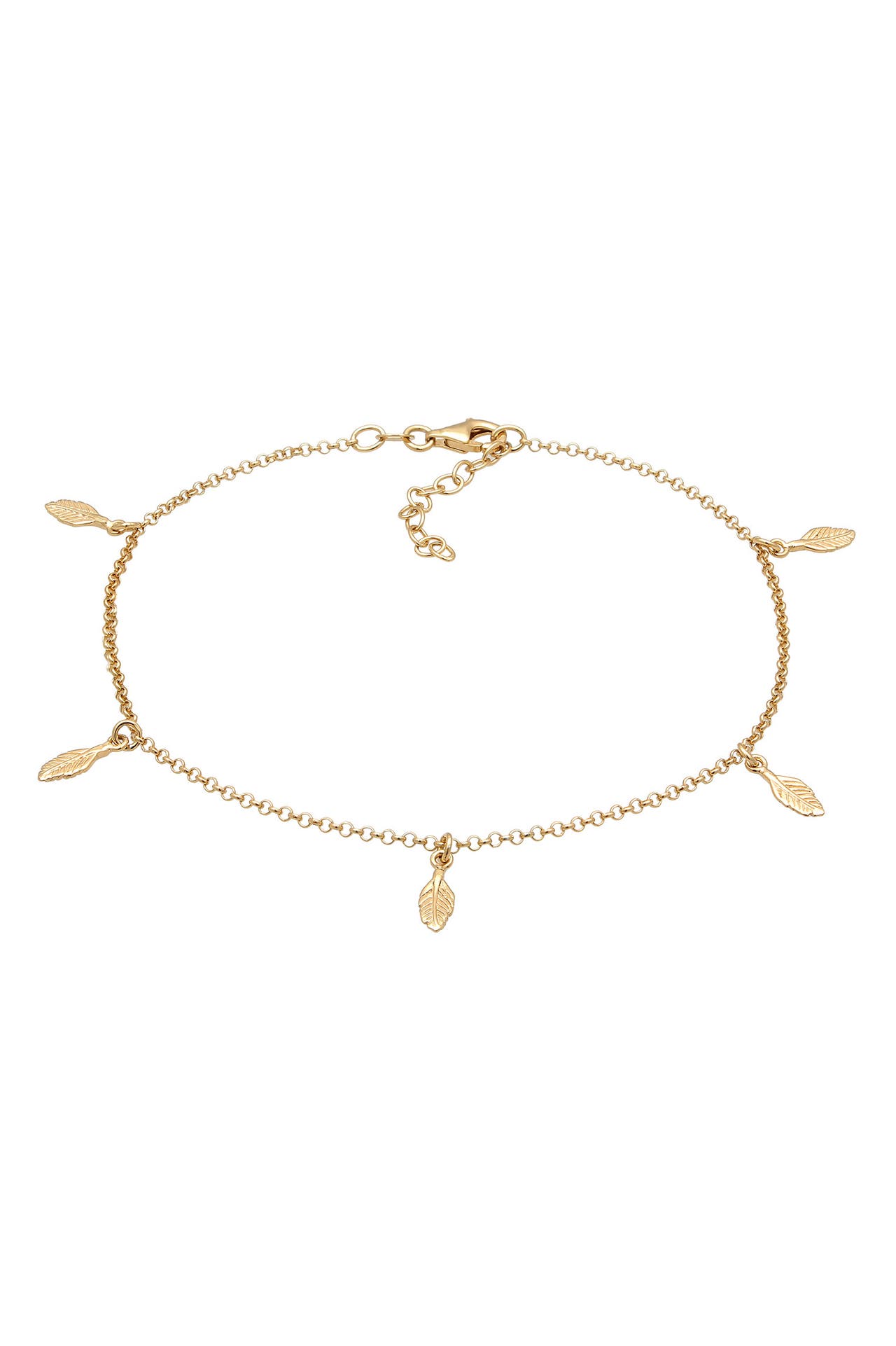 ELLI Fusskettchen Feder Boho 925 Sterling Silber Gold, Bild 1