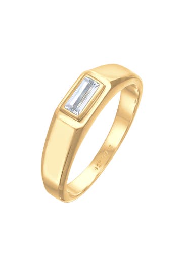 KUZZOI Ring Herren Topas Baguette 925 Silber Gold