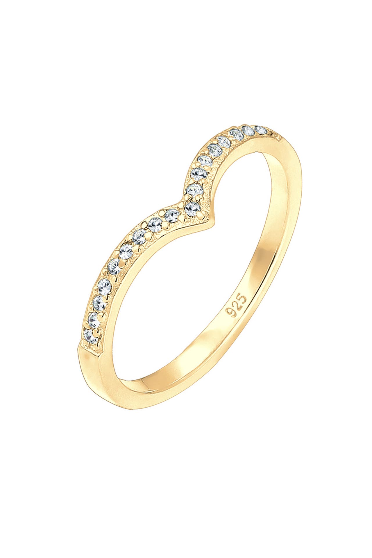 ELLI Ring V-Form Glas Kristalle Weiß 925 Sterling Silber Gold, Bild 1