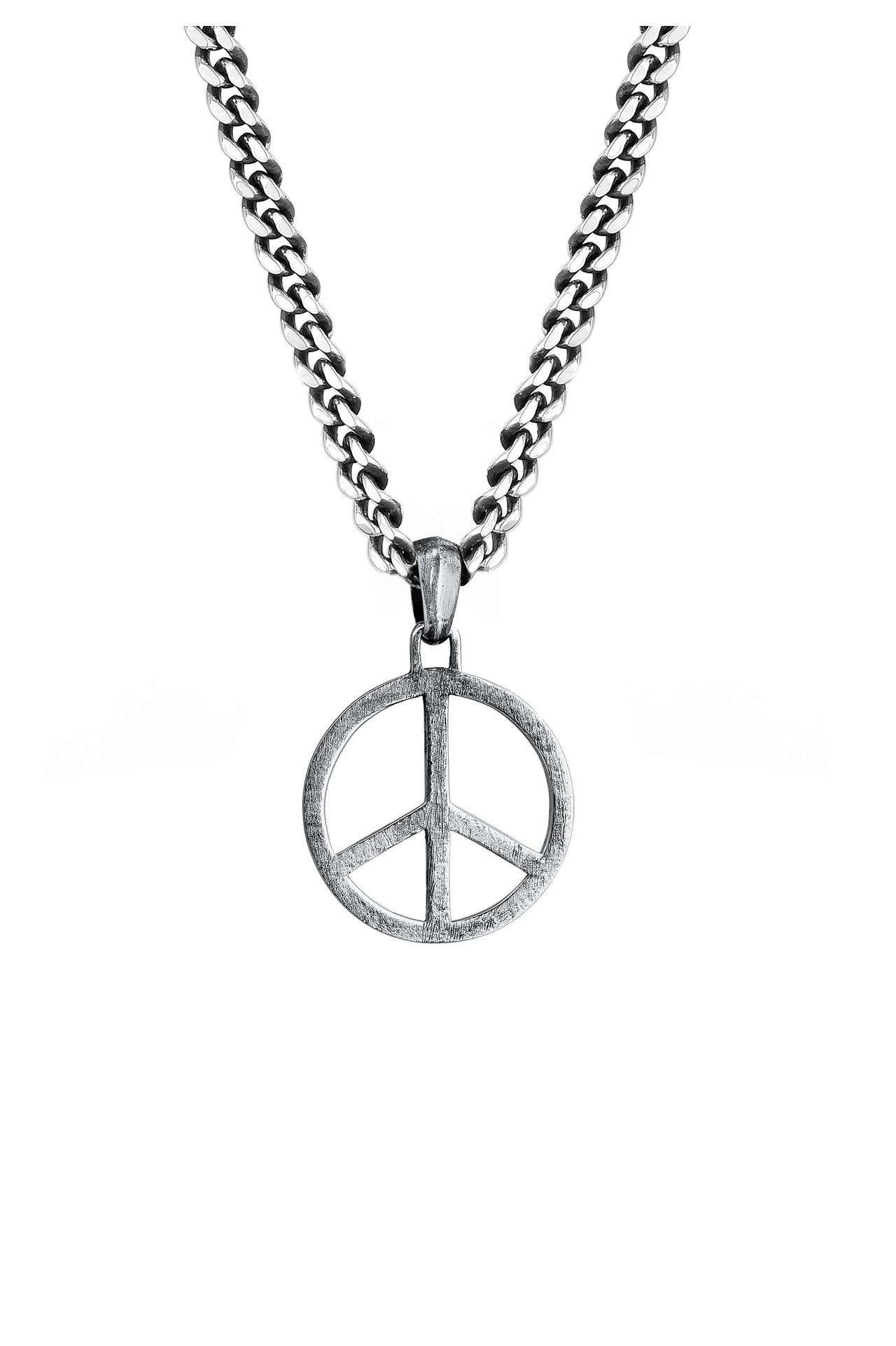 KUZZOI Halskette Herrenkette Peace Oxidiert 925 Silber, Bild 1