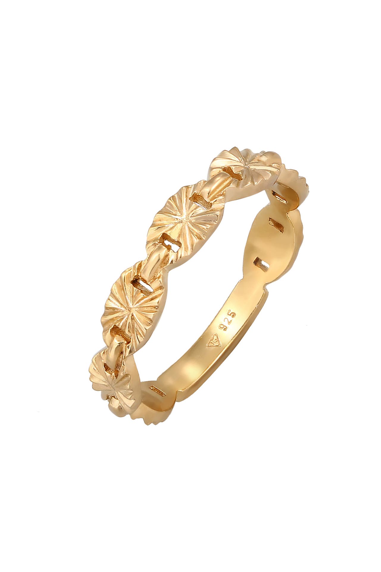 ELLI Ring Bandring Plättchen Stern Look 925 Silber Gold, Bild 1