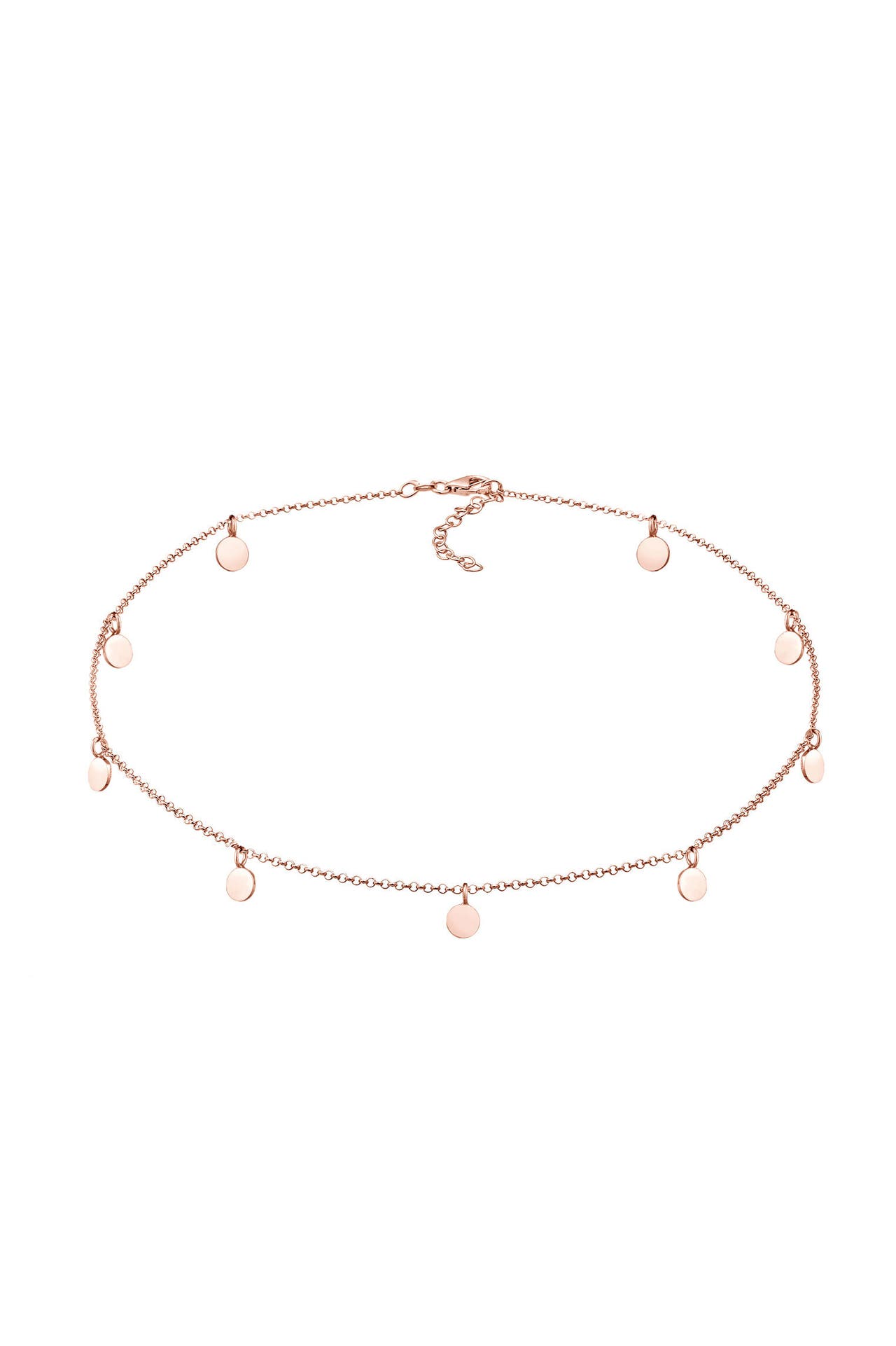 ELLI Kette Choker Plättchen Coin Poliert 925 Silber Rosegold, Bild 1