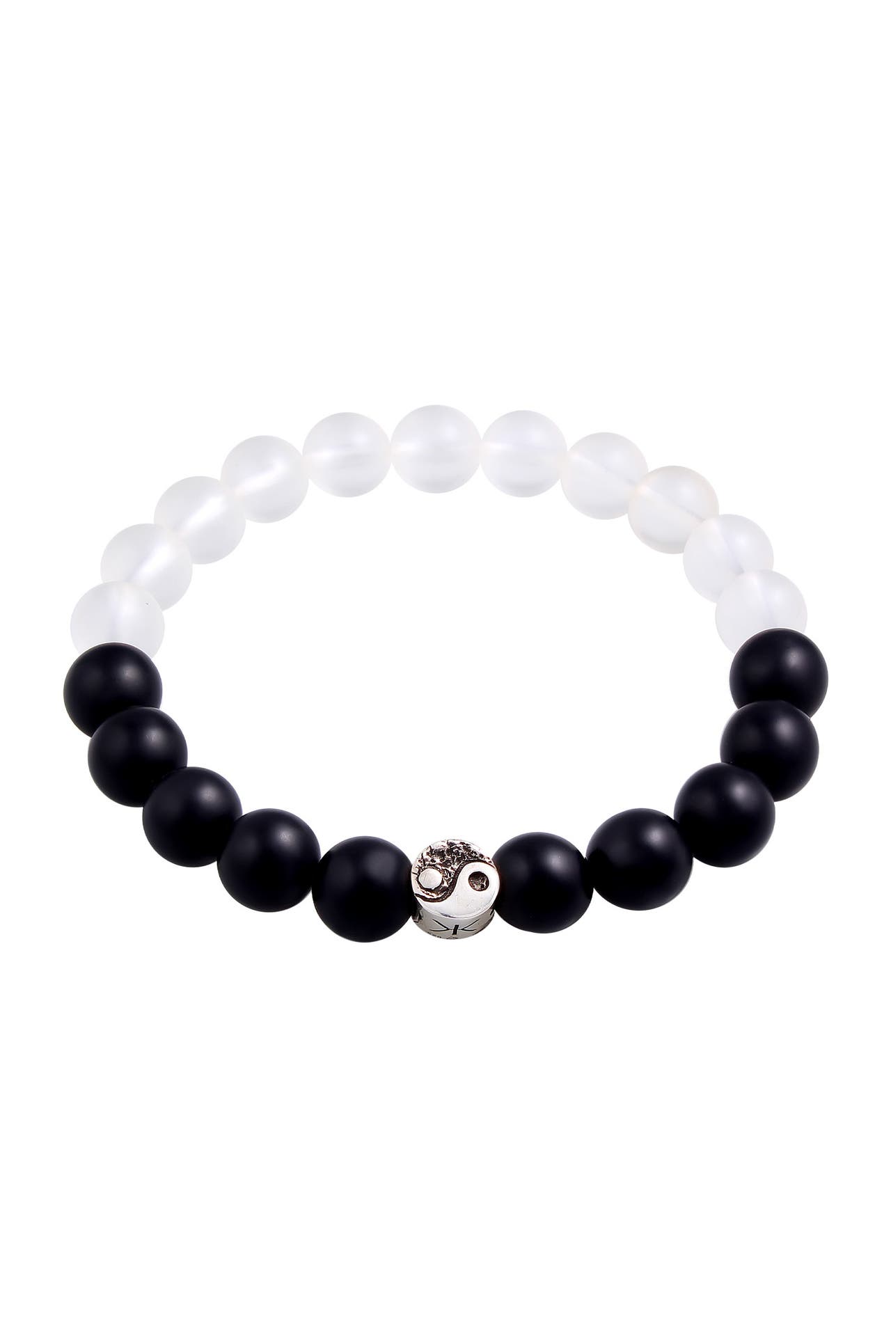 KUZZOI Armband Yin Yang Bead Onyx Kristall Perlen 925 Silber Zweifarbig, Bild 1